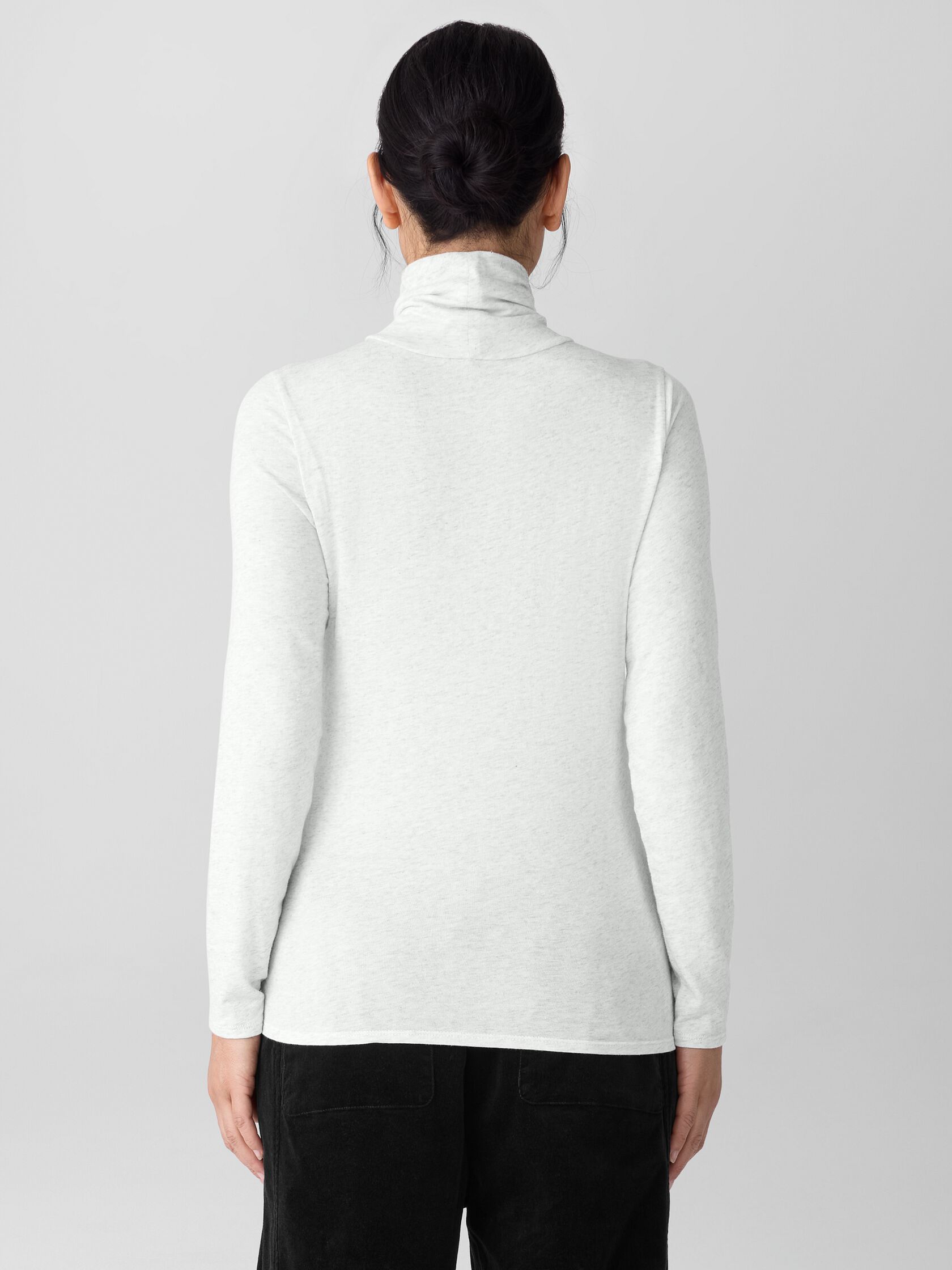 Mélange Sheer Cotton Blend Knit Turtleneck Top