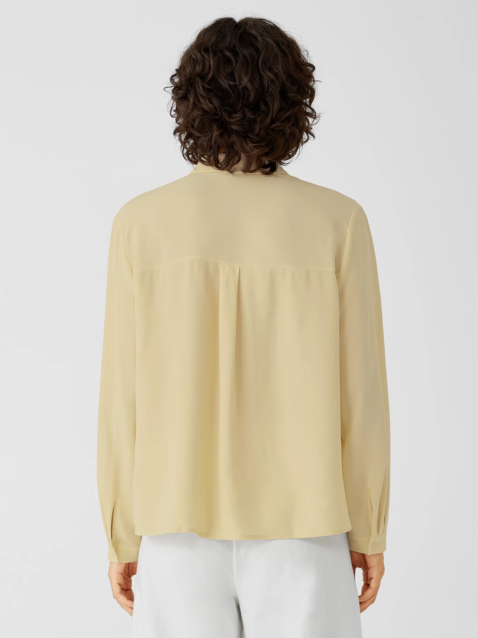 Silk Georgette Crepe Classic Collar Shirt