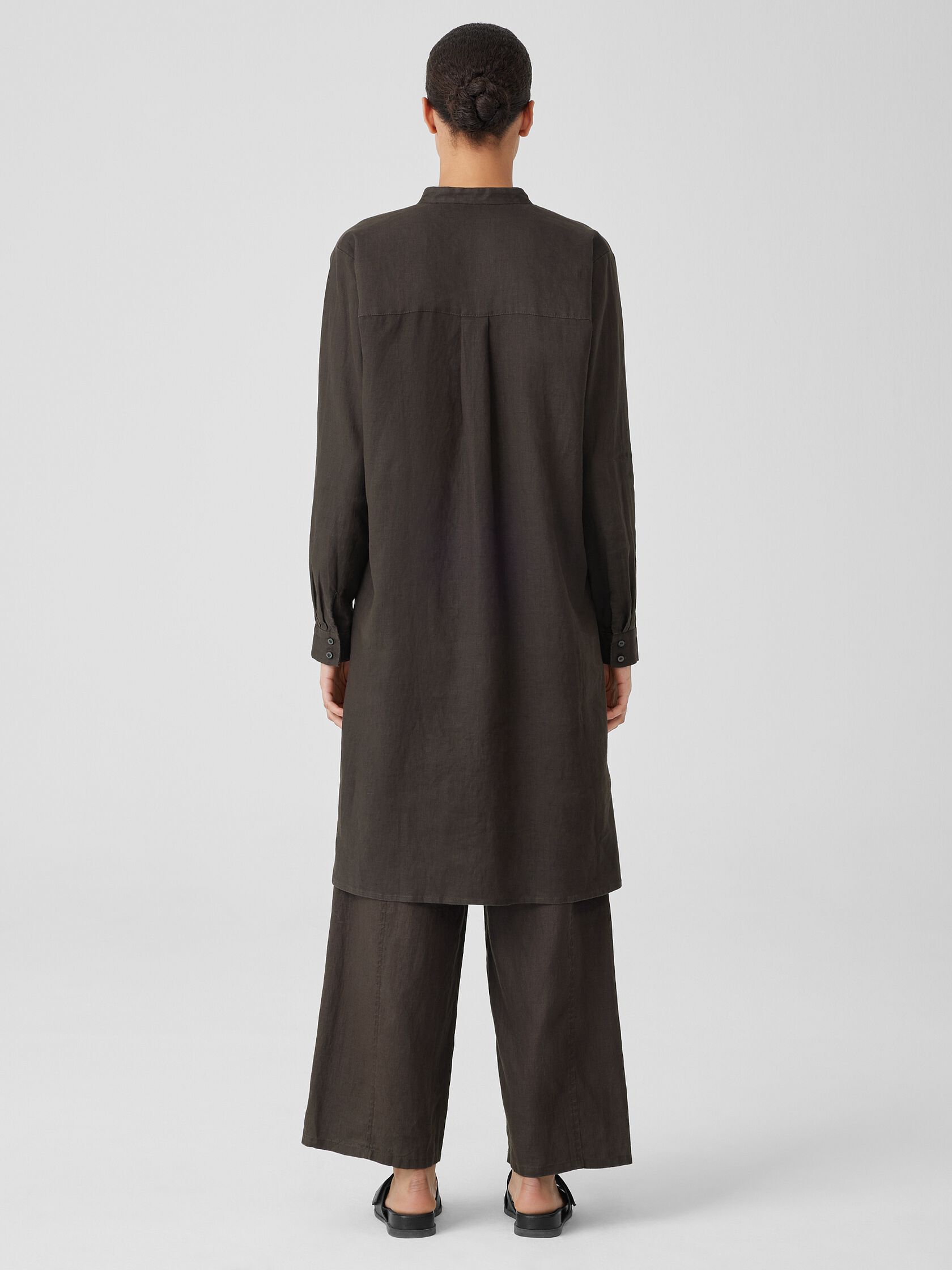 Organic Linen Mandarin Collar Dress