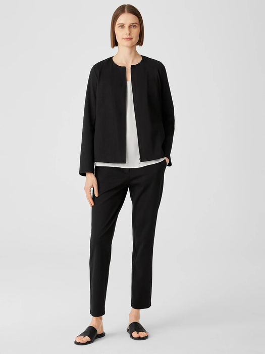 Cotton Ponte Zip-Front Jacket