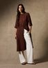 Silk Twill Band Collar Shirtdress
