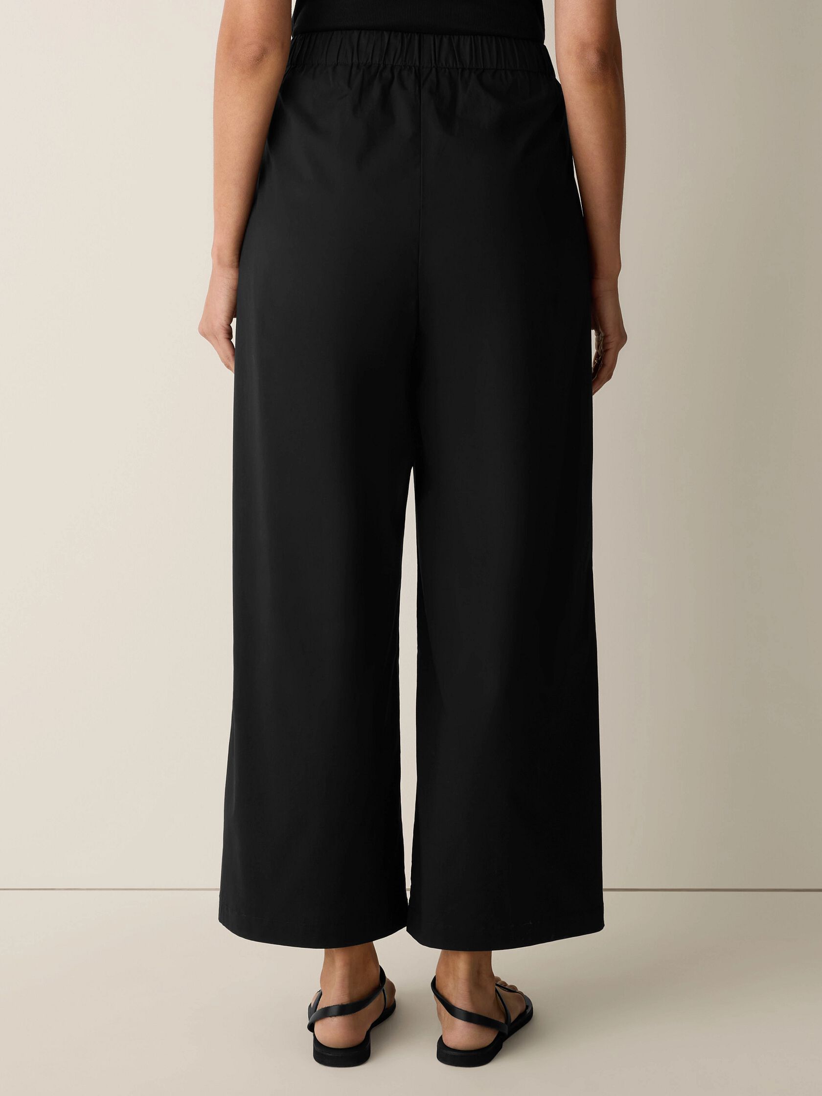 Stretch Organic Cotton Poplin Wide-Leg Pant