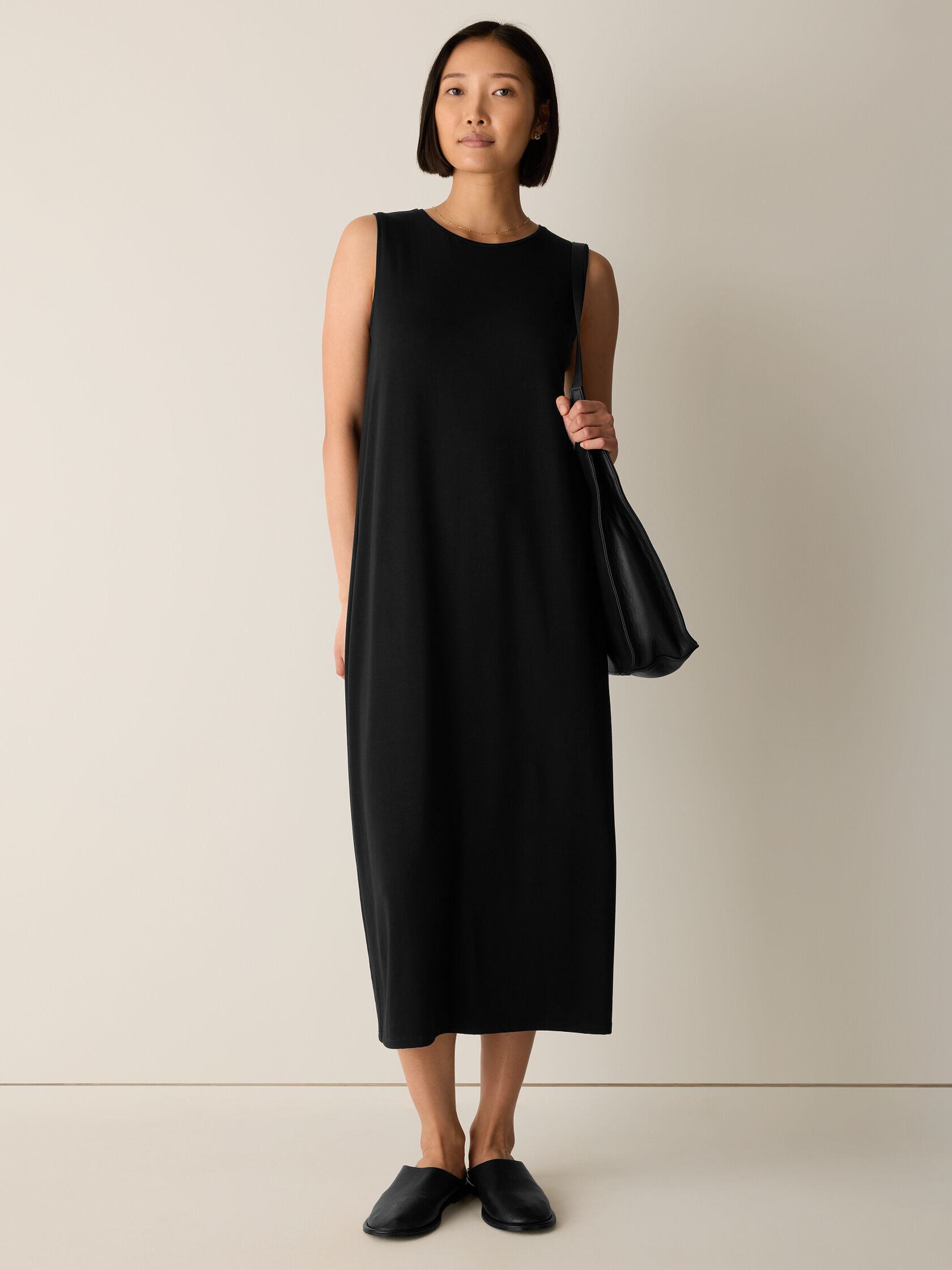 Stretch Jersey Knit Round Neck Dress