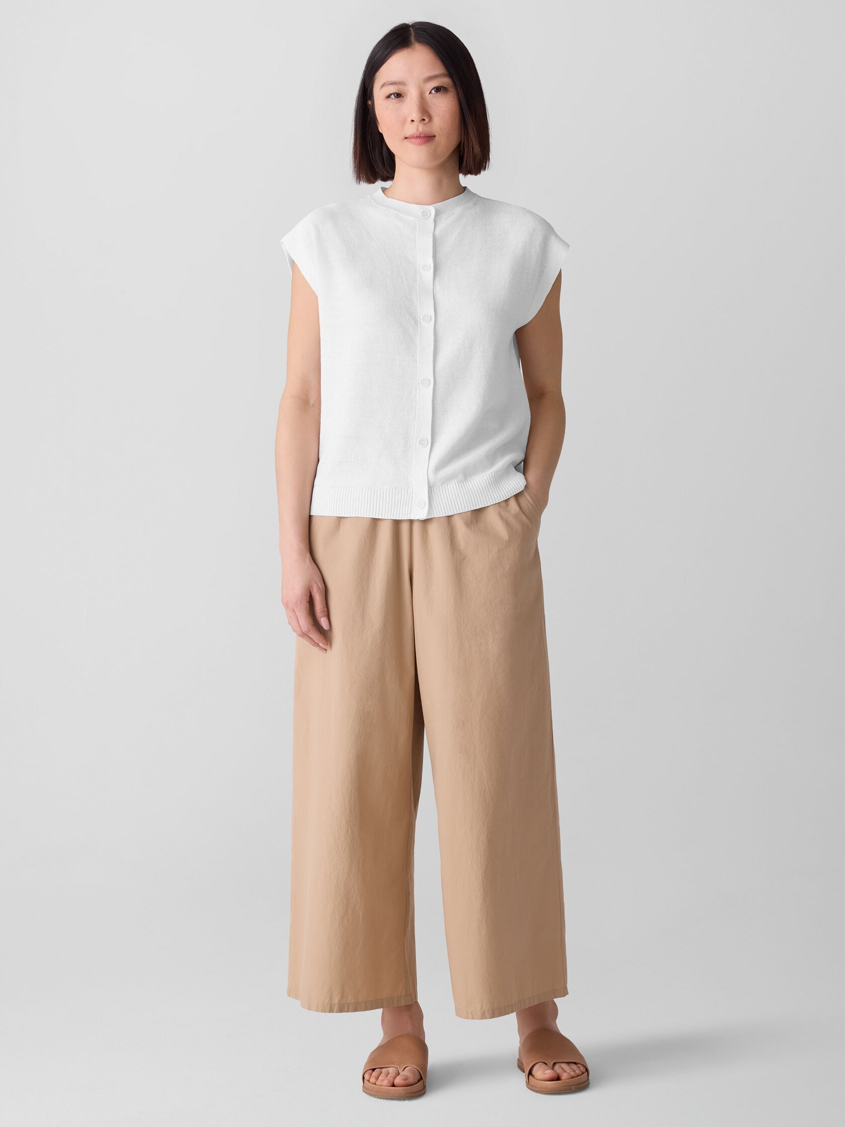 Washed Organic Cotton Poplin Wide-Leg Pant