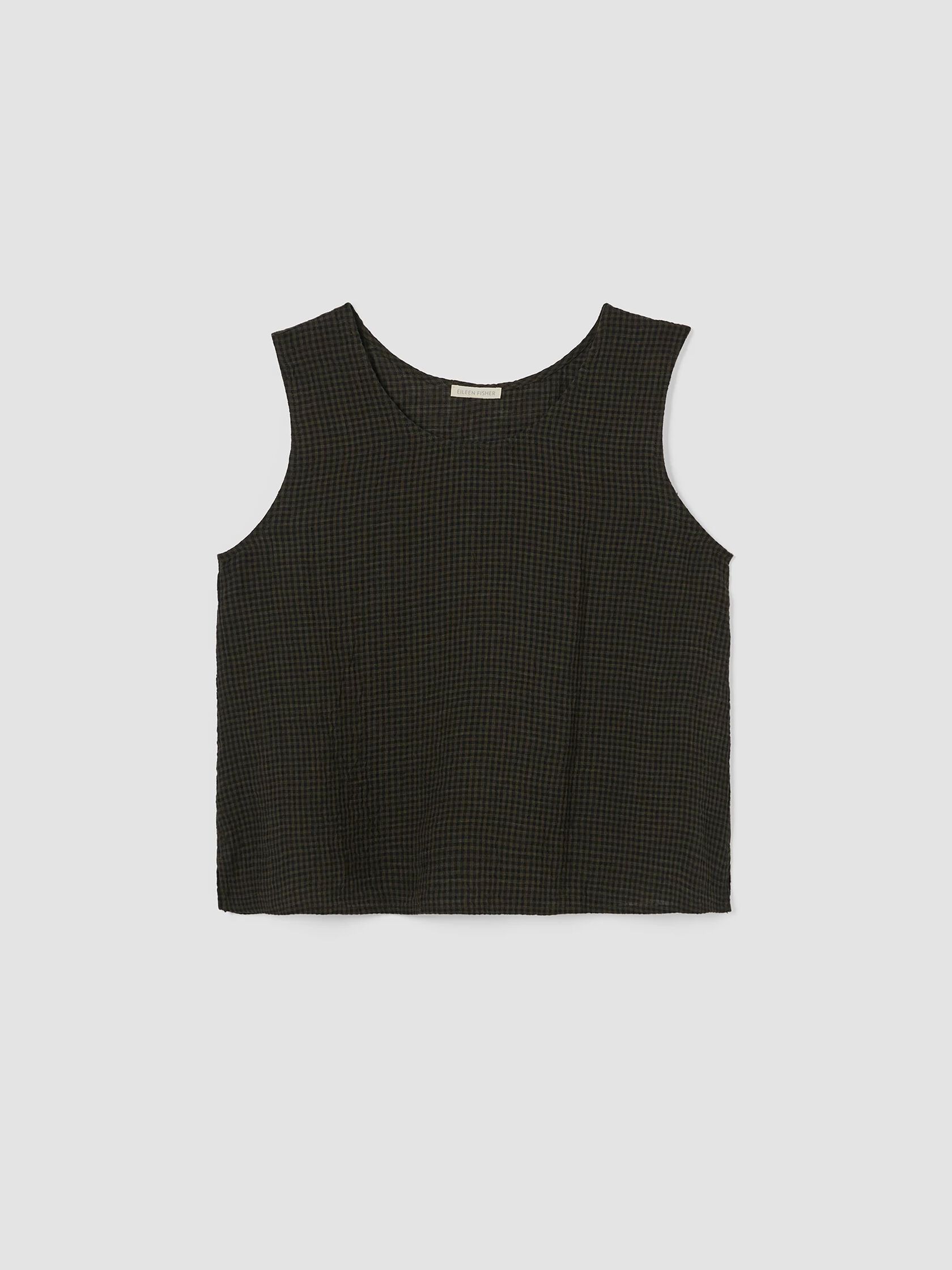 Puckered Organic Linen Scoop Neck Tank