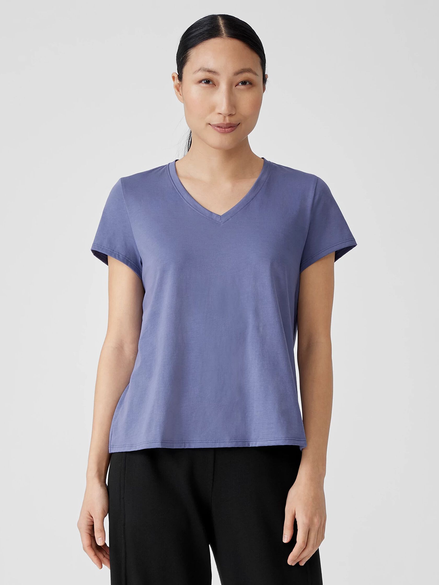 Organic Pima Cotton Jersey V-Neck Tee