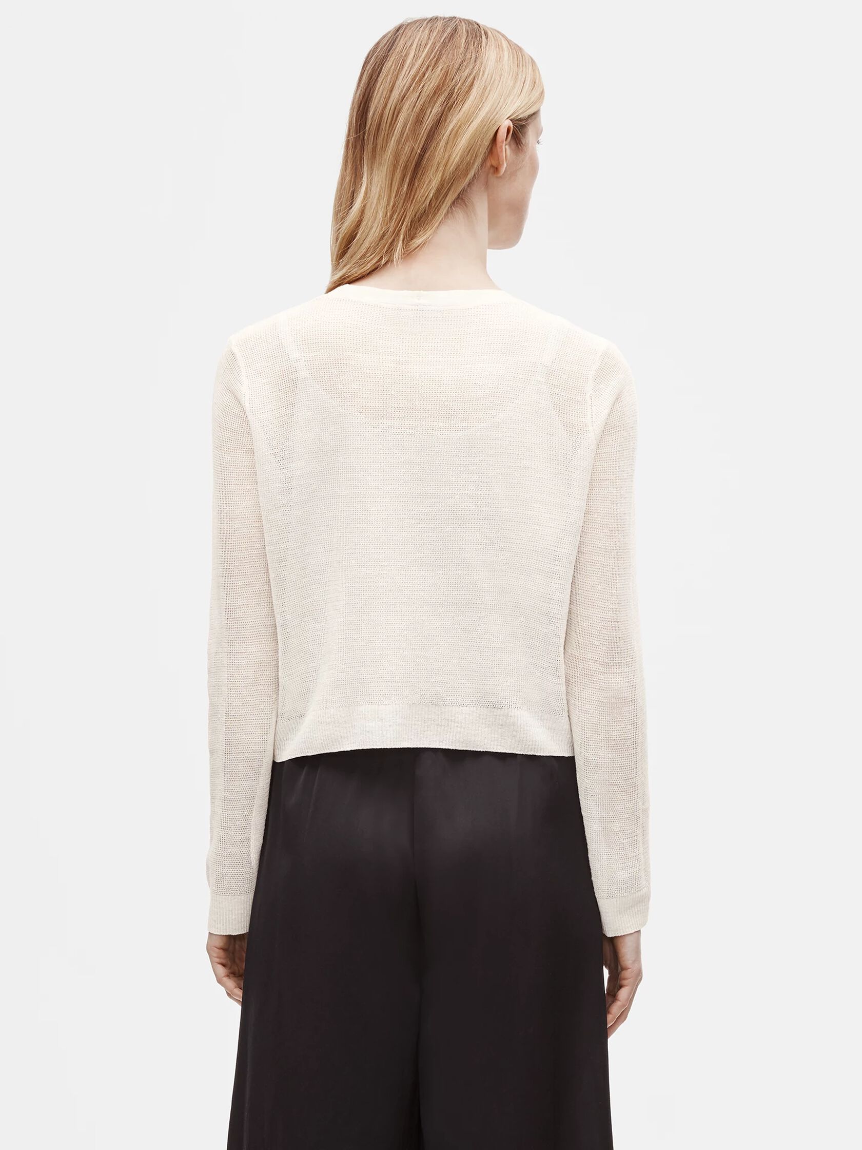 Organic Linen Crepe Cropped Cardigan