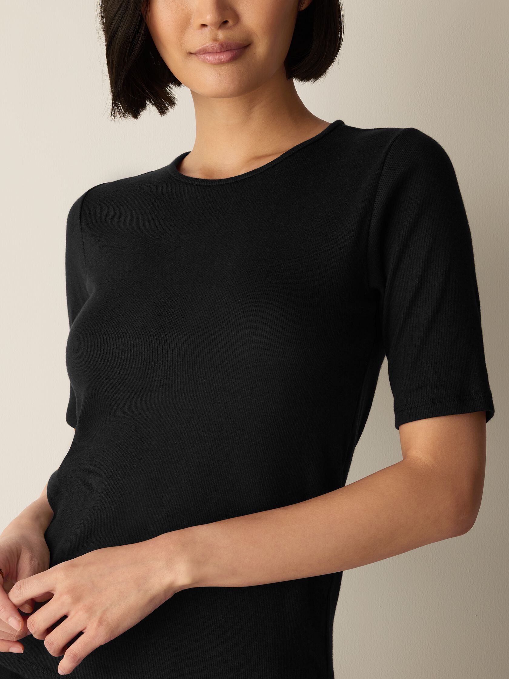 Organic Cotton Stretch Rib Crew Neck Tee