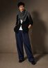 Cotton Stretch Denim Roomy Wide Trouser