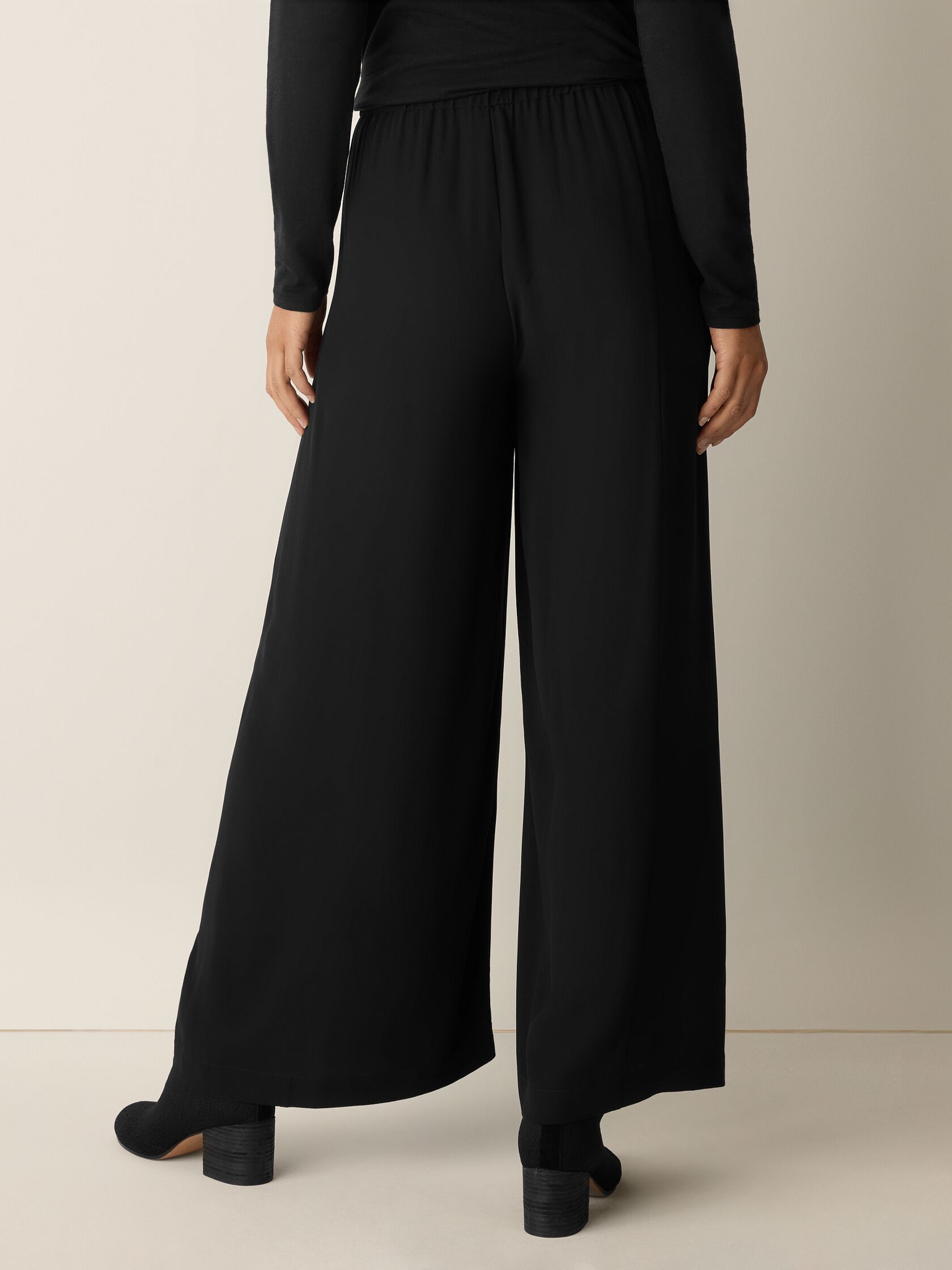 Silk Georgette Crepe Wide-Leg Pant