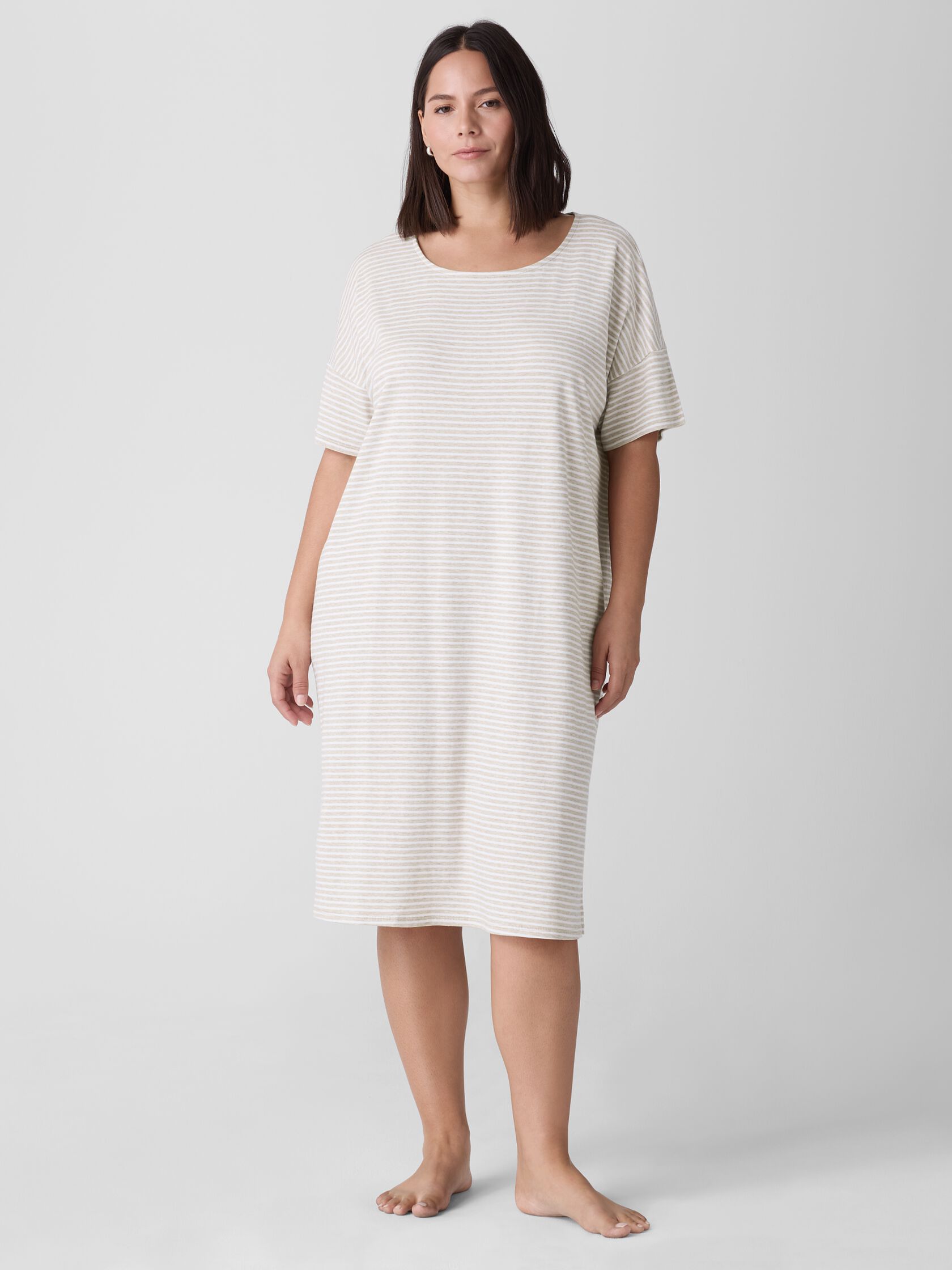 Striped Organic Cotton Interlock Sleep Dress