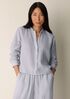 Striped Organic Cotton Gauze Band Collar Shirt