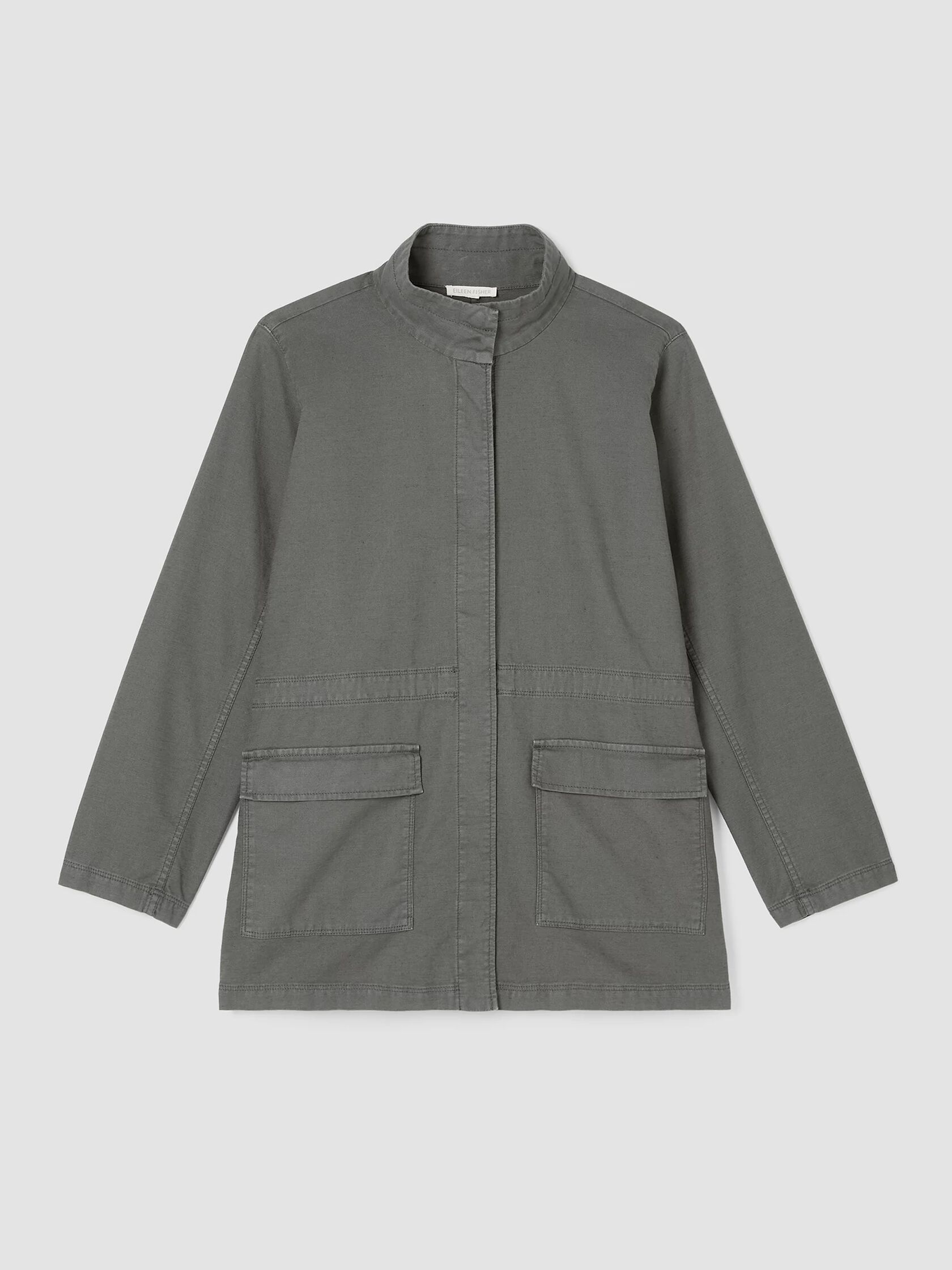 Cotton Hemp Stretch Stand Collar Jacket