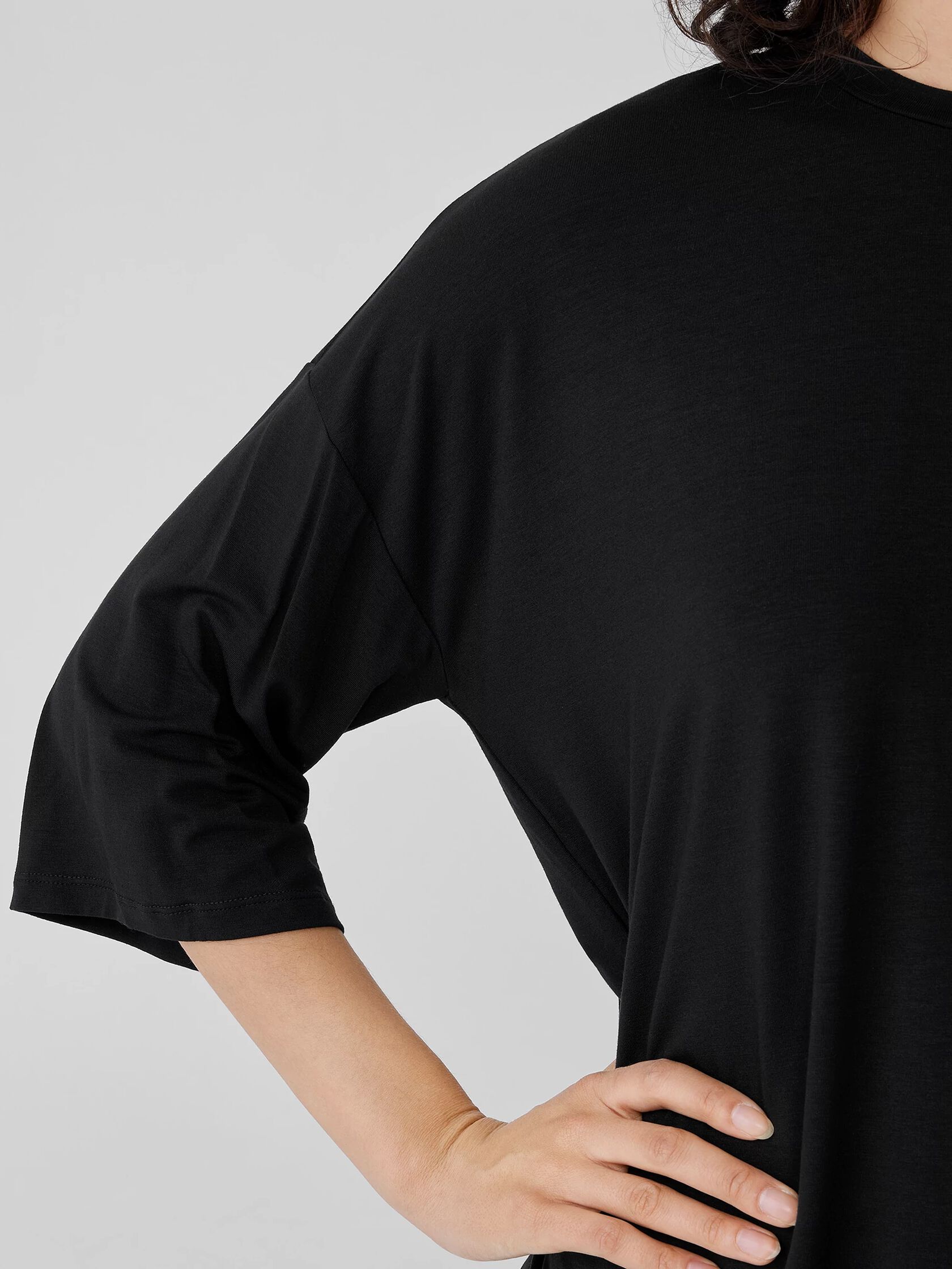Fine Jersey Column-Sleeve Top