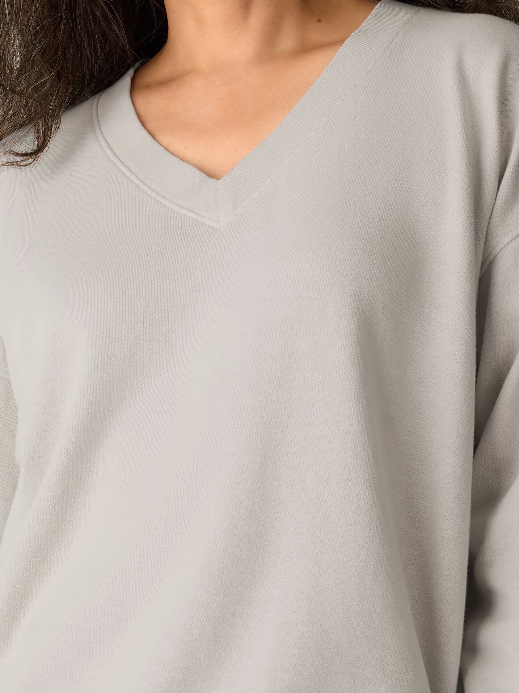 Garment-Dyed Organic Cotton Terry V-Neck Top