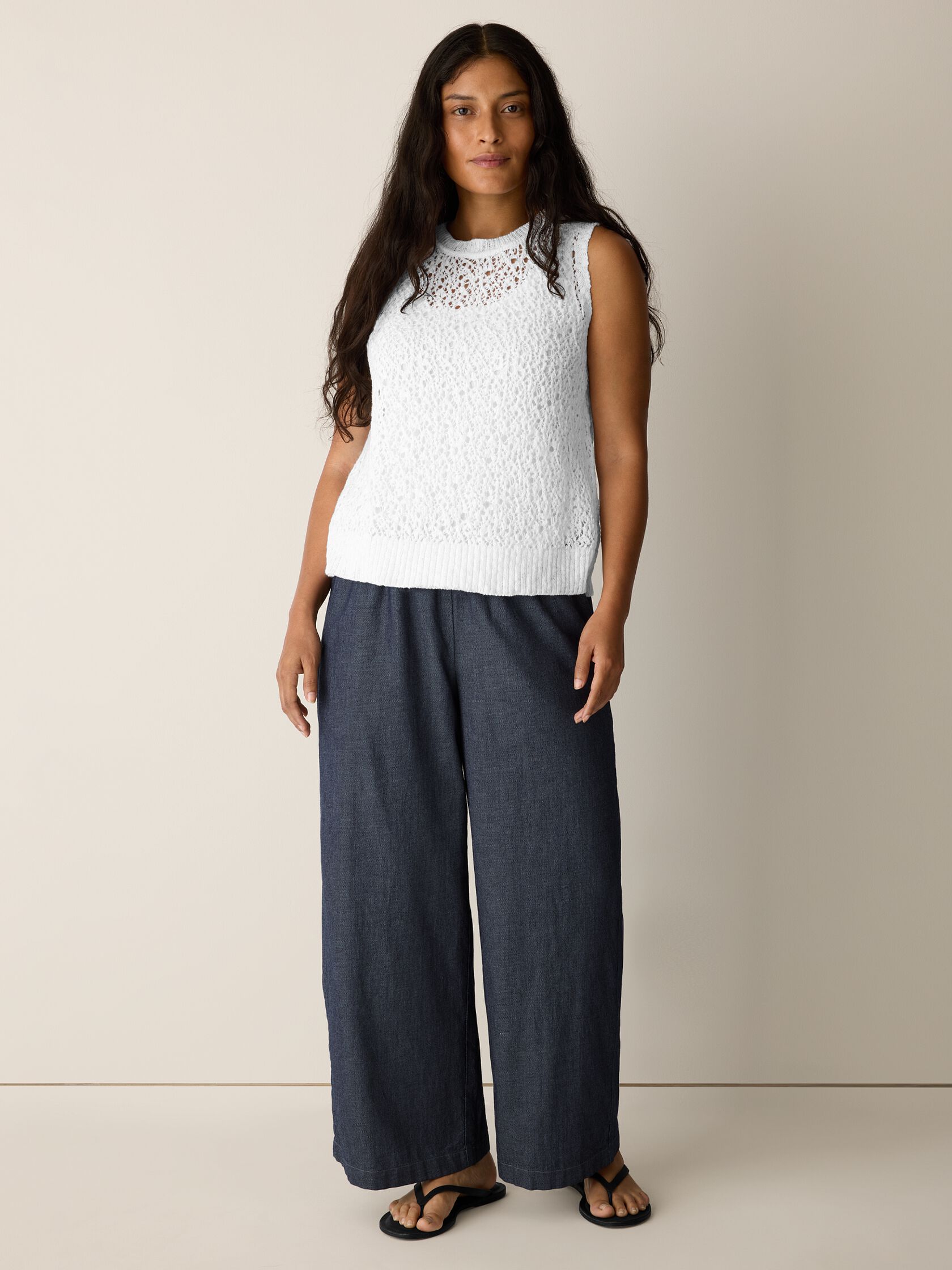 Airy Organic Cotton Twill Wide-Leg Pant