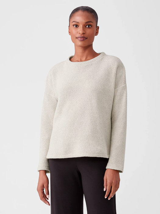 Boucle Wool Knit Crew Neck Box-Top