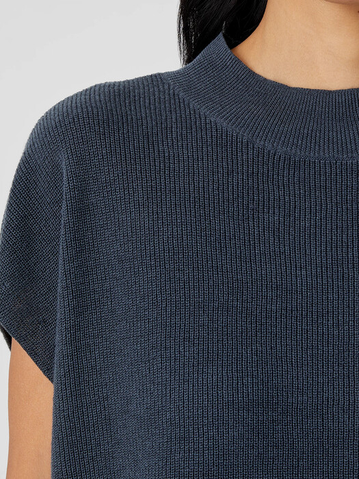 Organic Linen Cotton Mock Neck Top