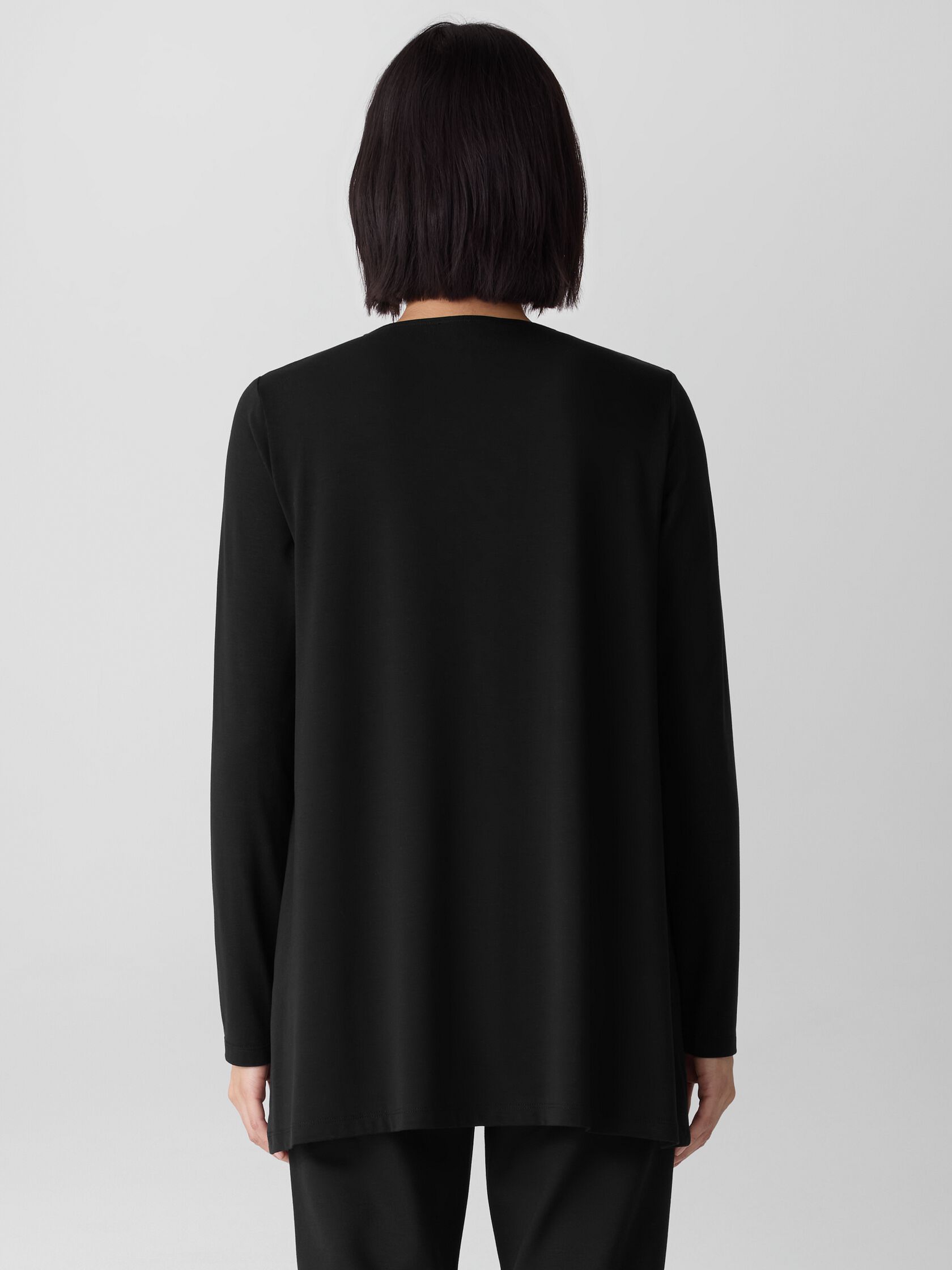 Fine Stretch Jersey Knit V-Neck Long Top