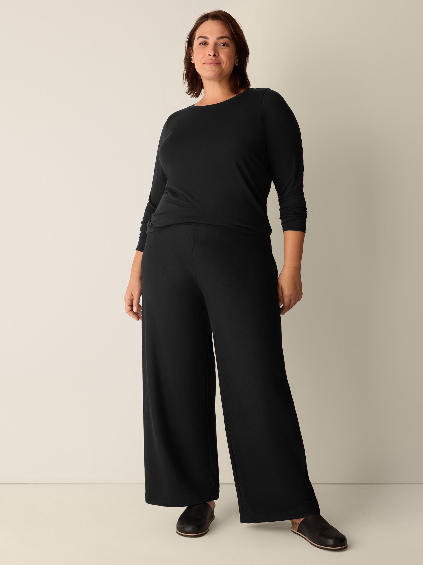 Sheer Cotton Blend Knit Round Neck Tee