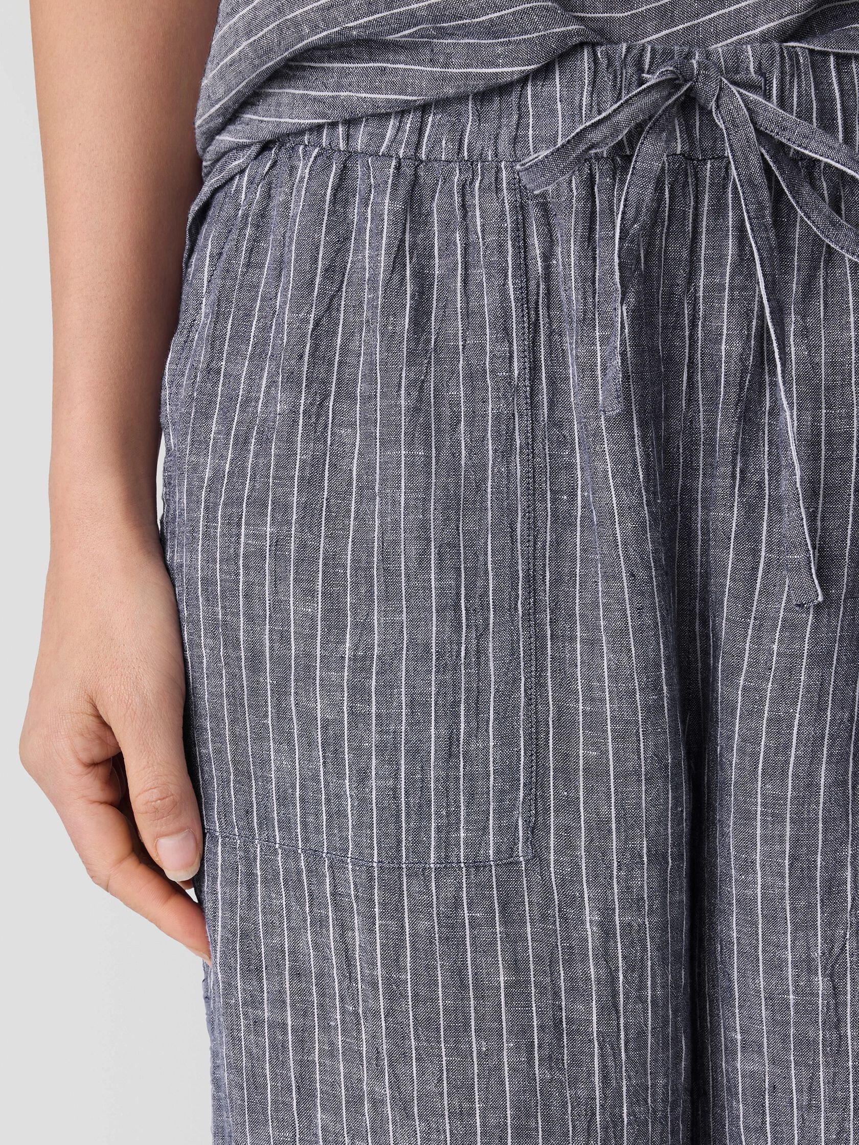 Puckered Organic Linen Wide-Leg Pant