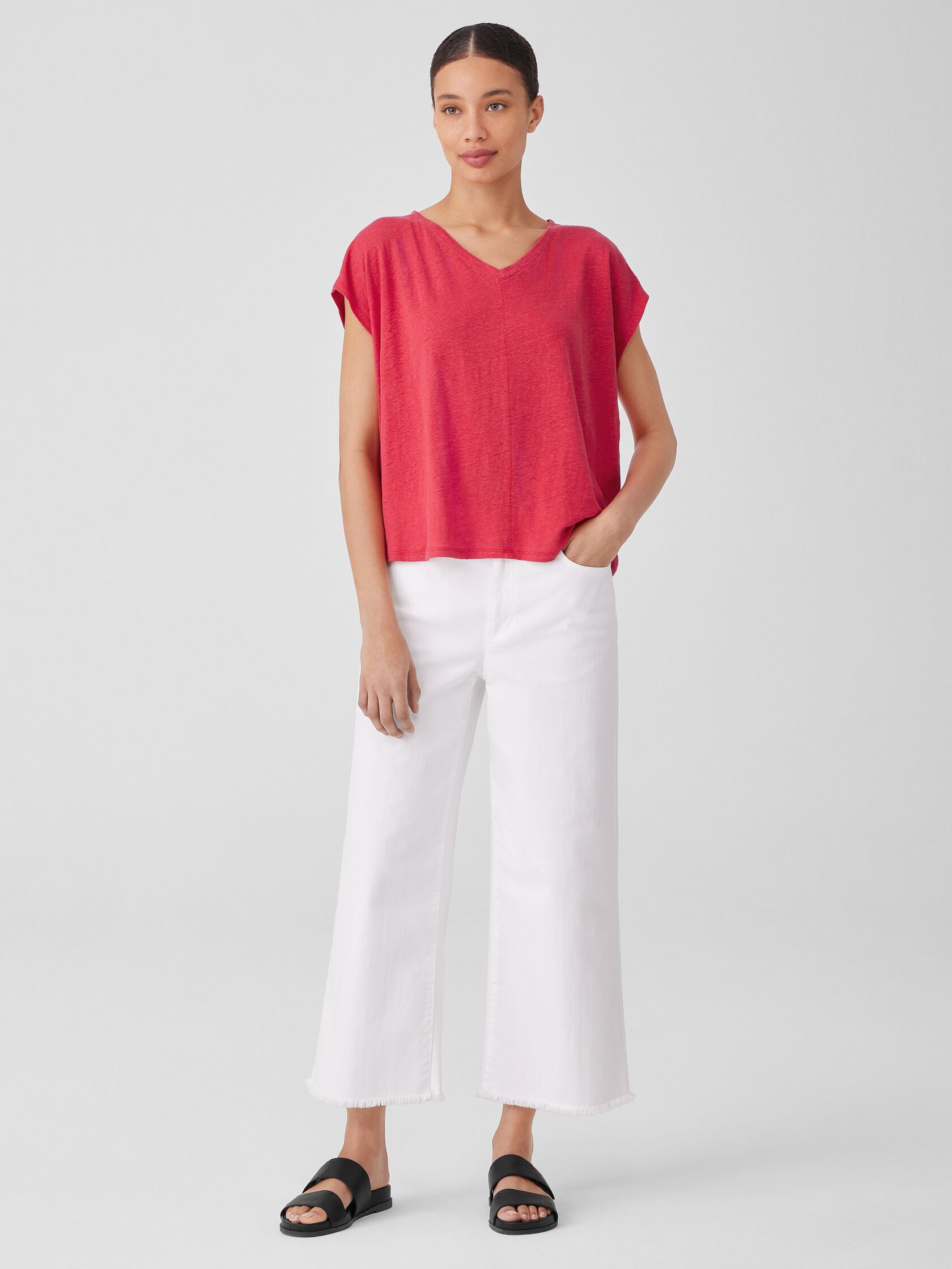 Organic Linen Jersey V-Neck Tee