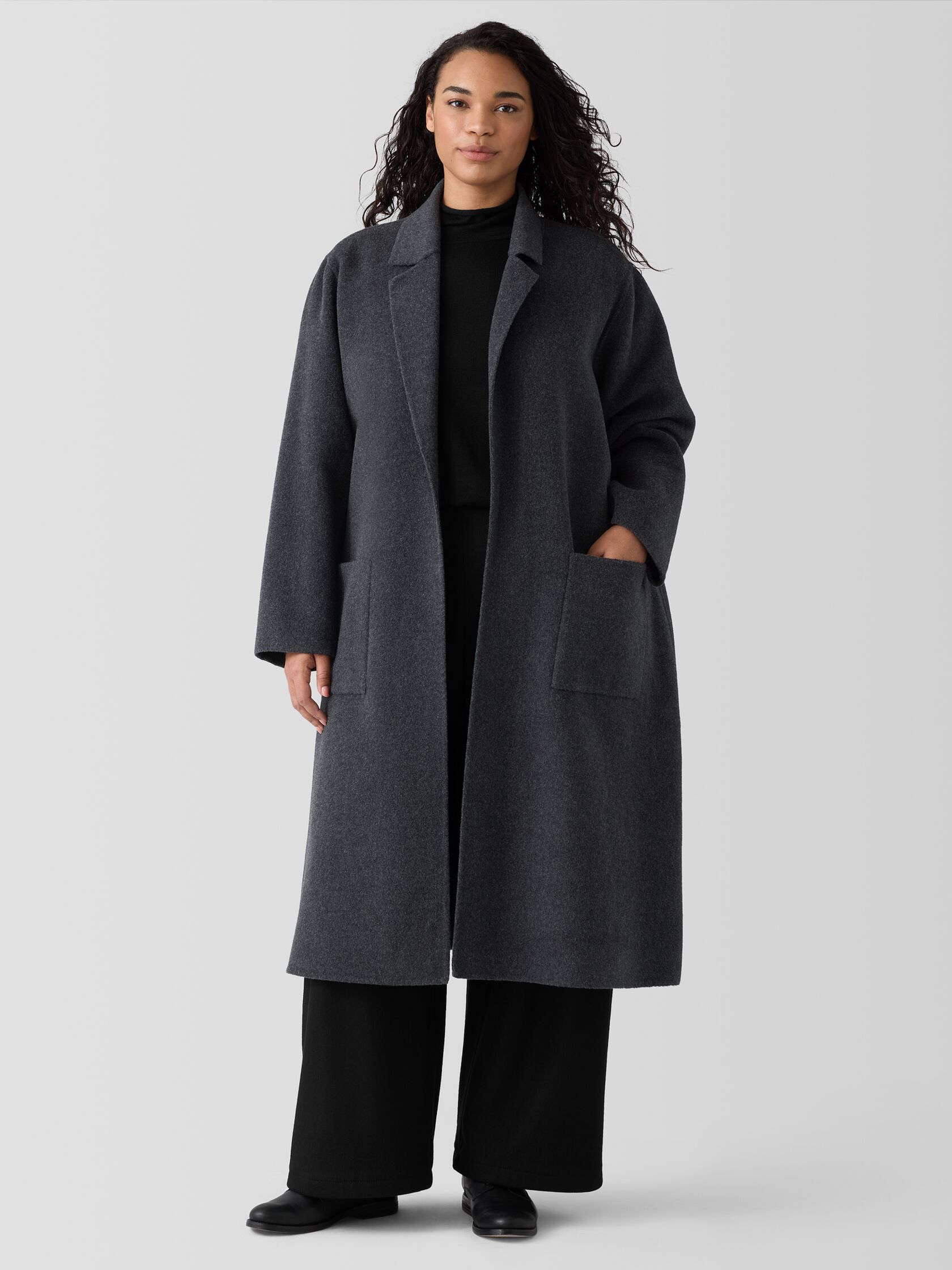 Doubleface Wool Cloud Notch Collar Coat