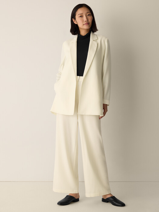 Stretch Wool Crepe Long Blazer