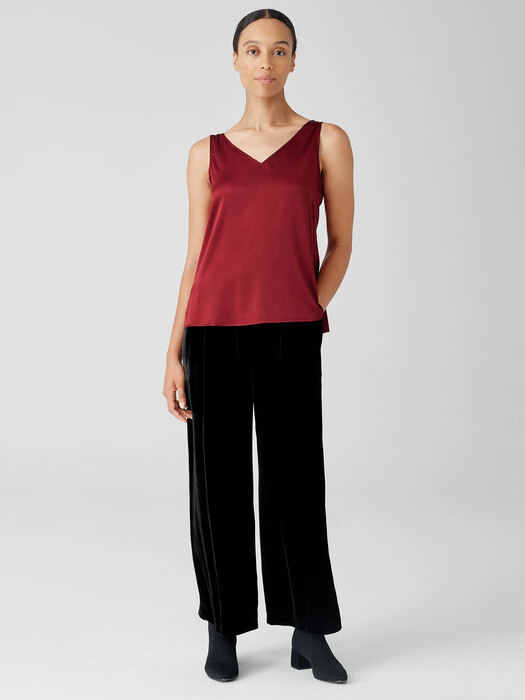 Stretch Silk Charmeuse V-Neck Tank