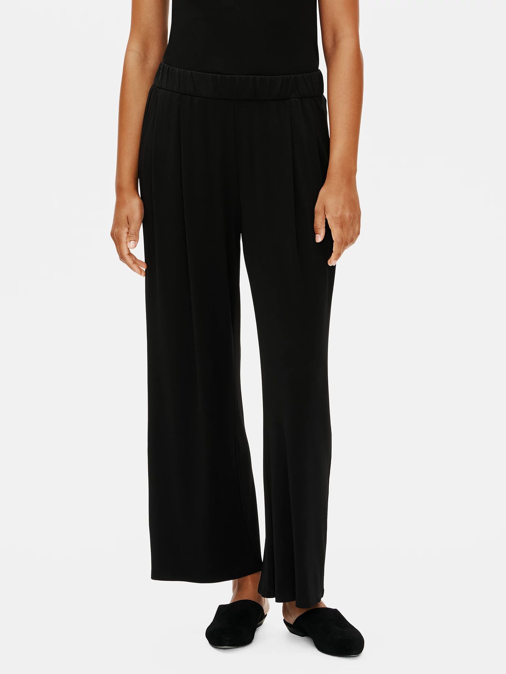Stretch Silk Jersey Pleated Wide-Leg Pant | EILEEN FISHER