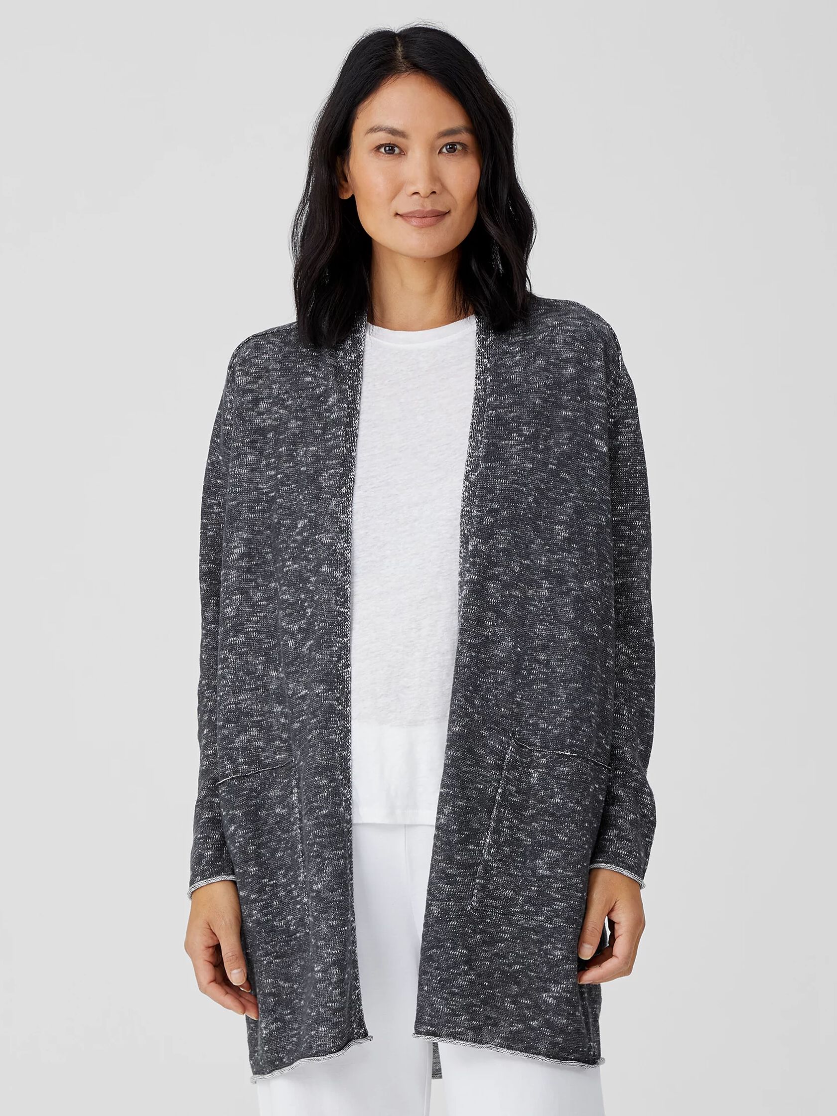 Be confused cancer Duplicate Organic Cotton Linen Slub Long Cardigan | EILEEN FISHER