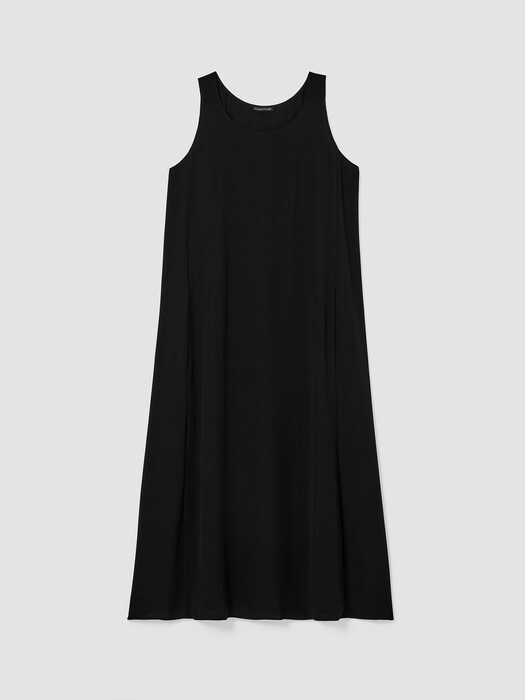 Silk Georgette Crepe Scoop Neck Dress