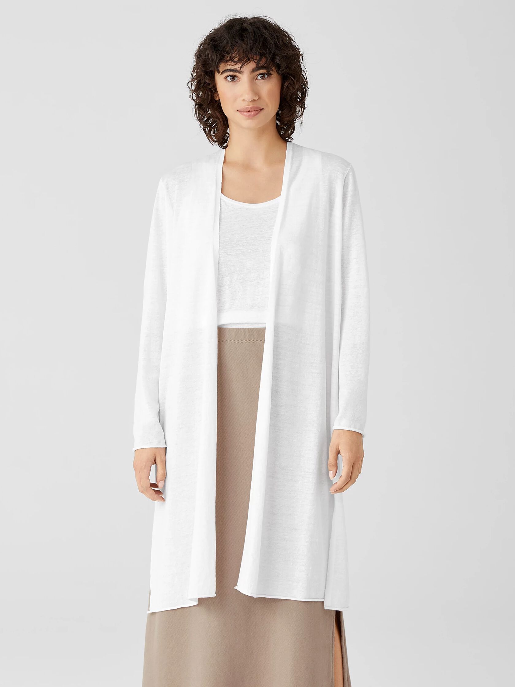 Organic Linen Cotton Jersey Long Cardigan