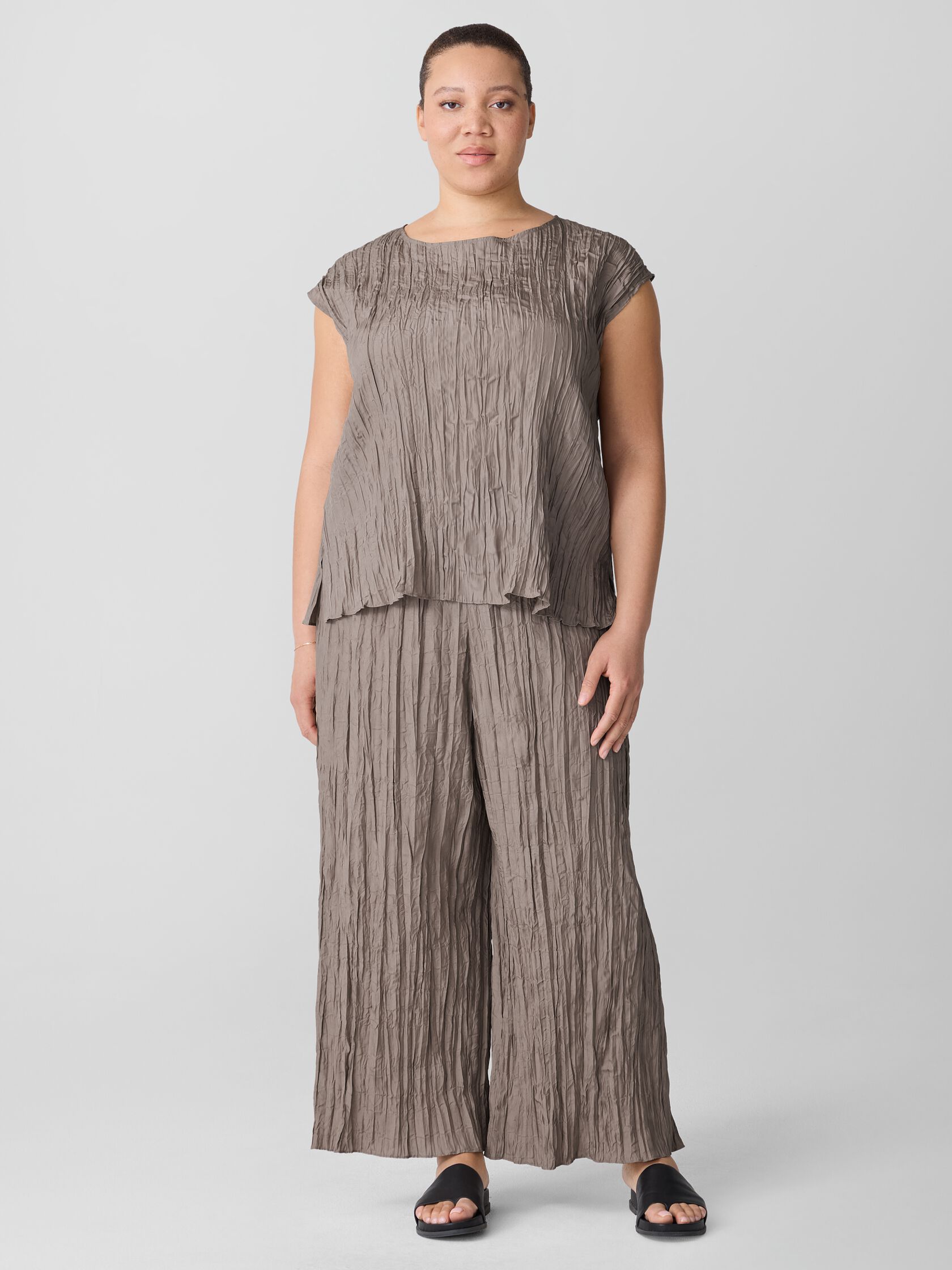 Crushed Silk Ballet Neck Top