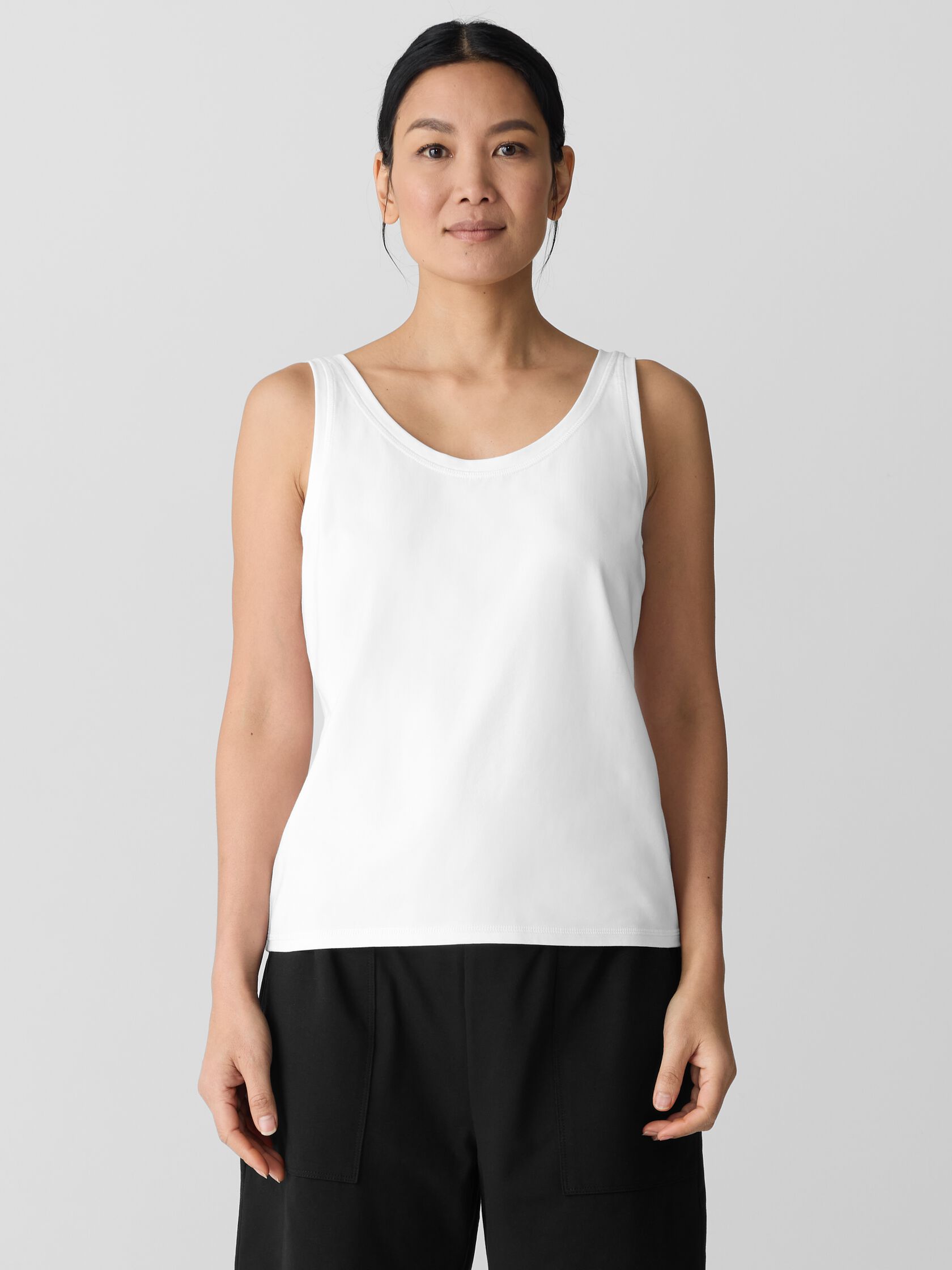 Pima Cotton Stretch Jersey Scoop Neck Tank