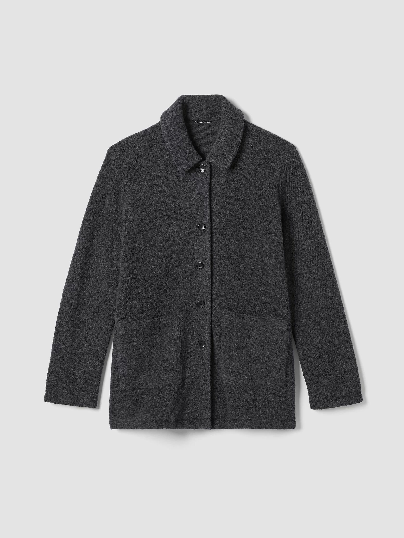 Boucle Wool Knit Classic Collar Jacket