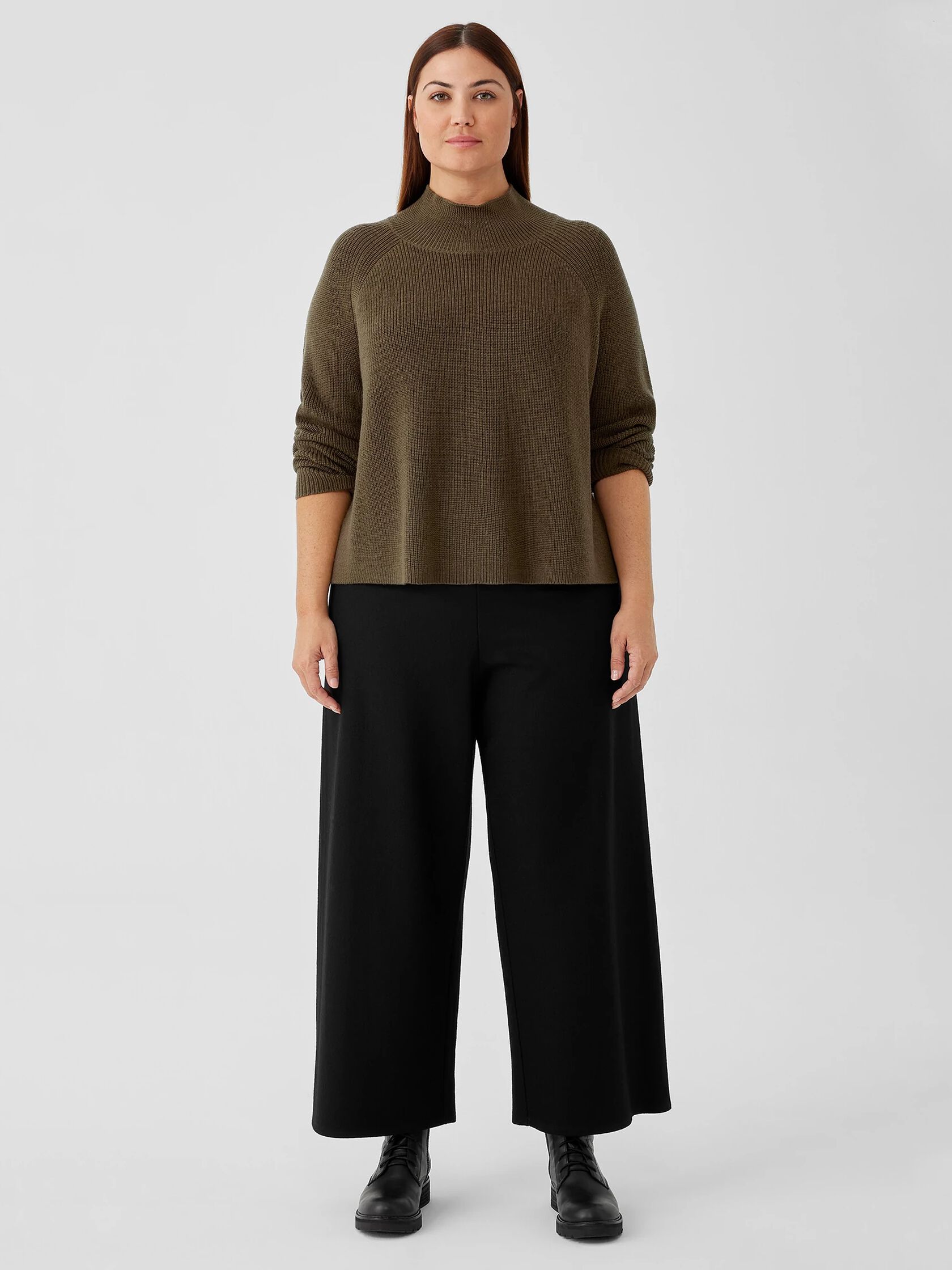 Merino Cropped Turtleneck Top in Regenerative Wool