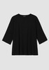 Variegated Rib Knit Crew Neck Long Top