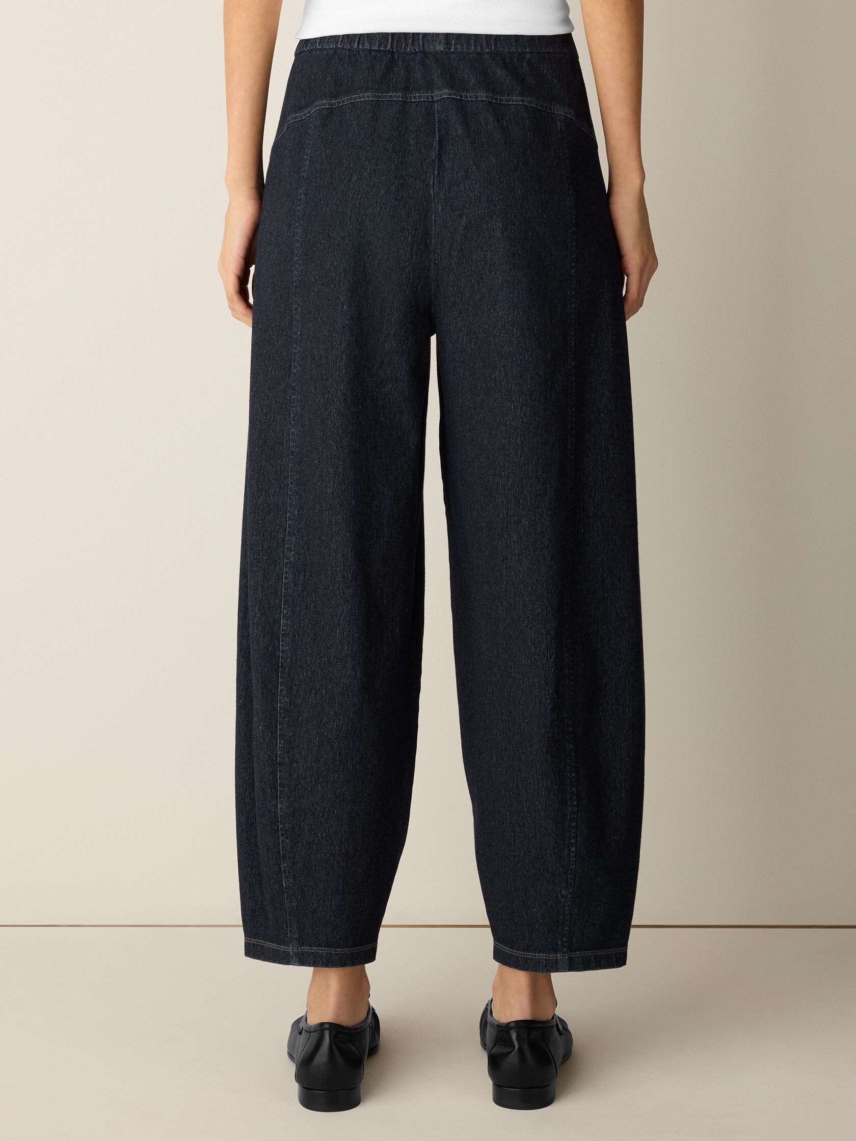 Cotton Indigo Knit Denim Lantern Pant