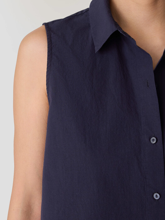 Washed Organic Cotton Poplin Sleeveless Shirt