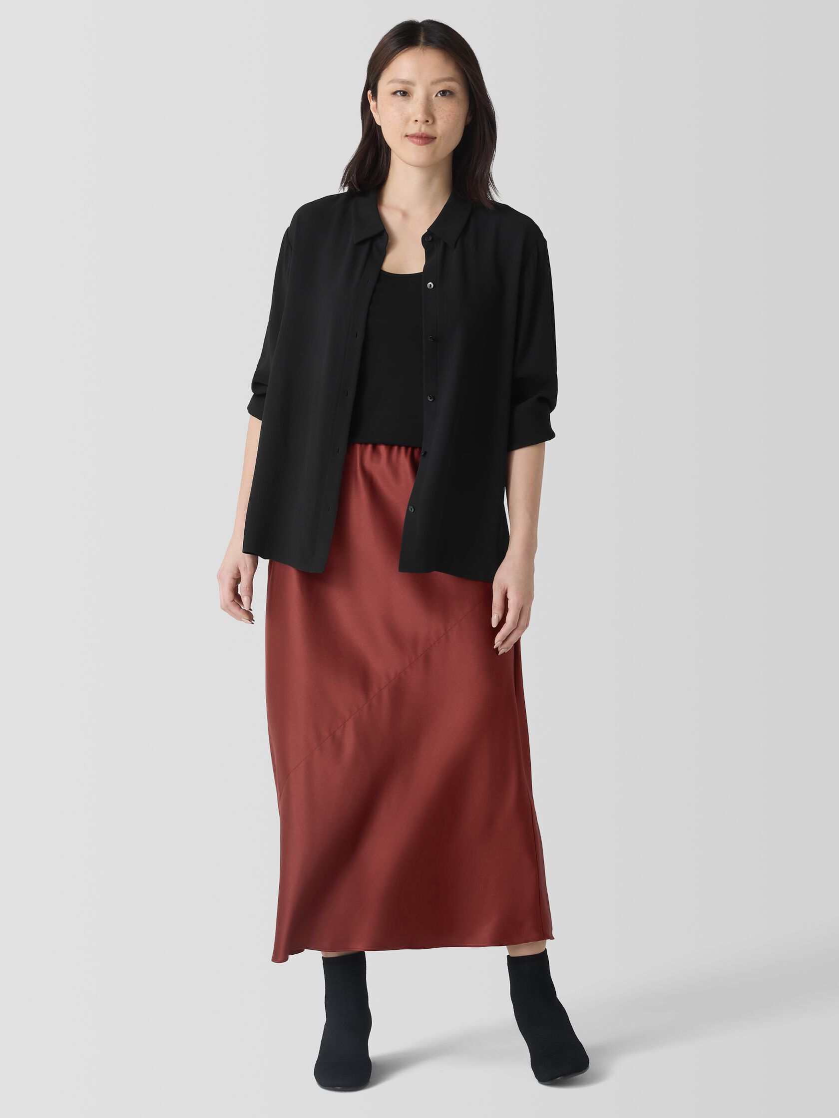 Stretch Silk Charmeuse Bias Skirt