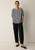 Doubleknit Organic Cotton Stripe Bateau Neck Top