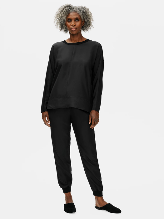 Stretch Crepe with Silk Crew Neck Top