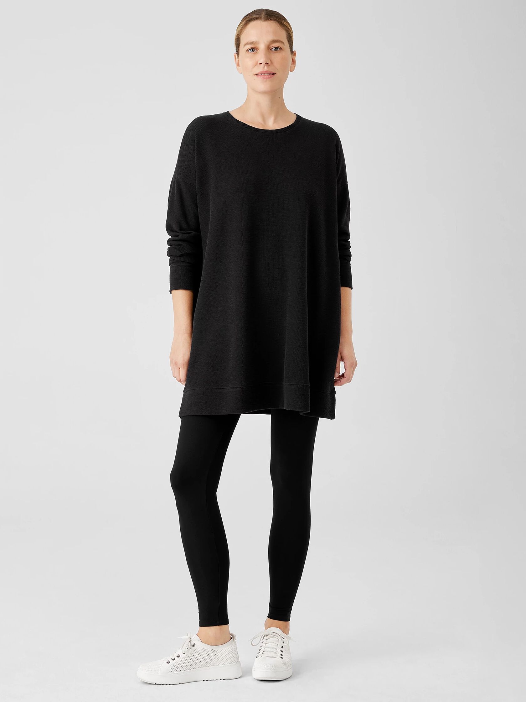 Organic Cotton Slubby Rib Knit Crew Neck Top