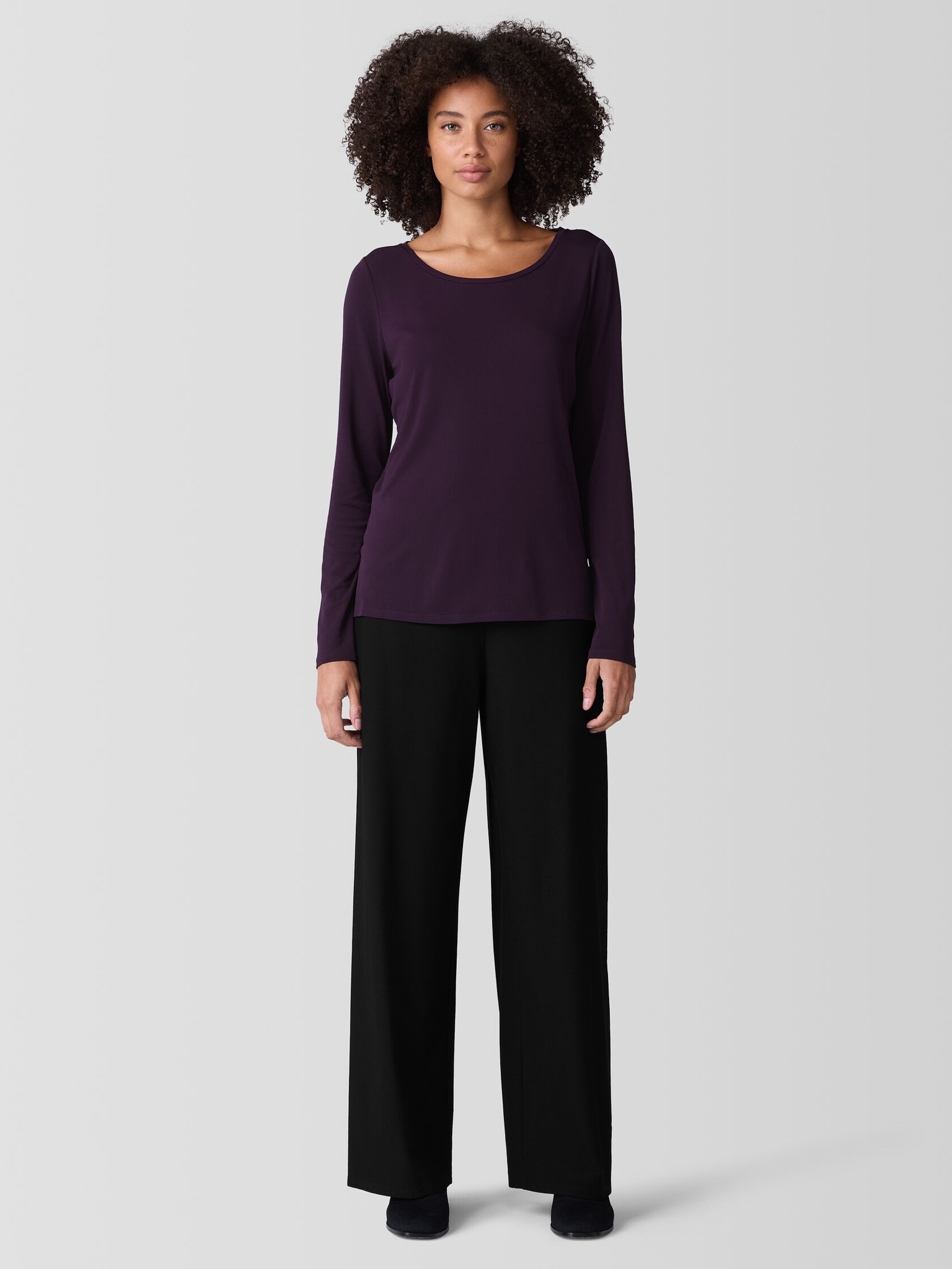 Stretch Silk Jersey Scoop Neck Top