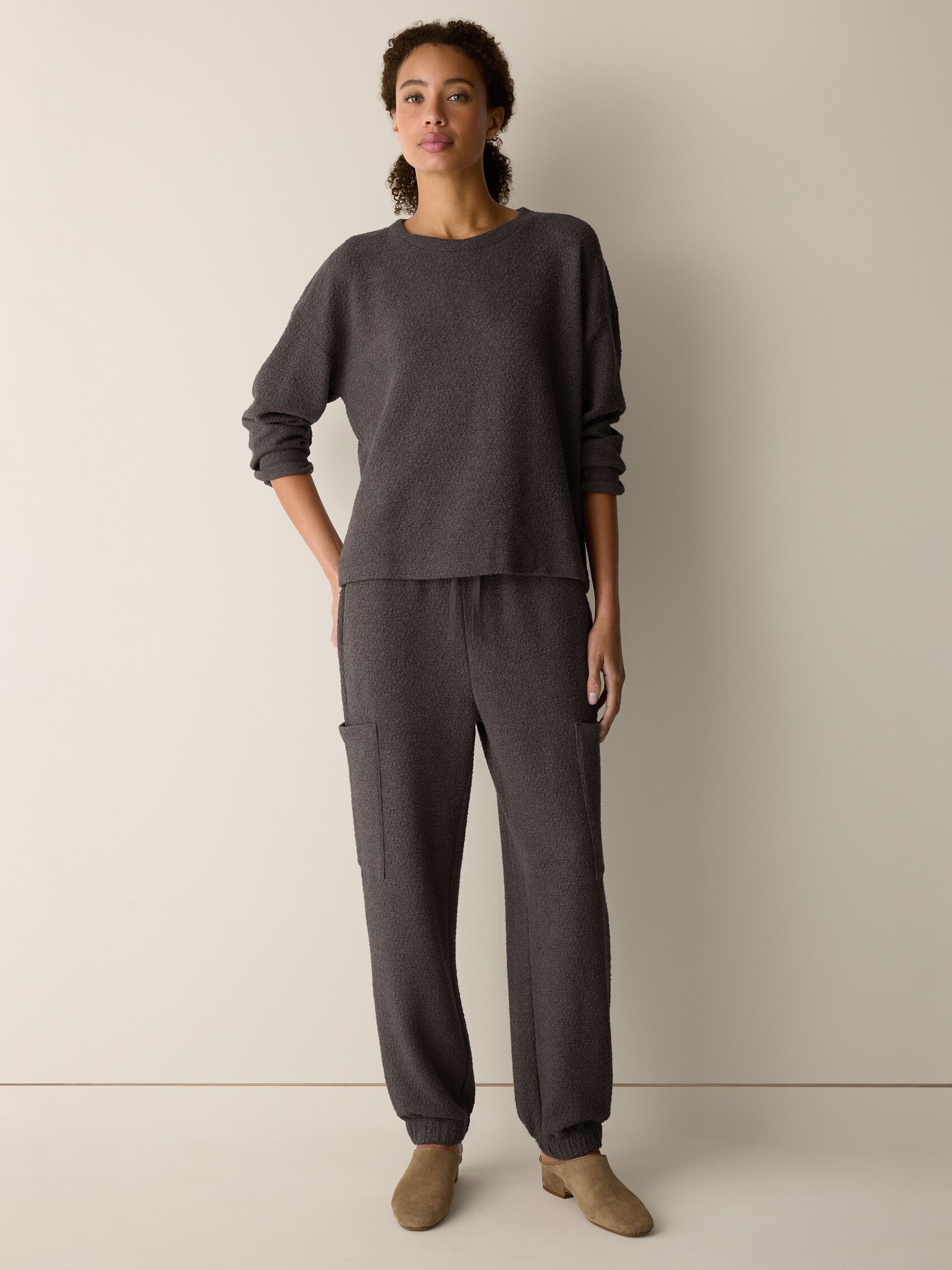 Organic Cotton Boucle Knit Crew Neck Top
