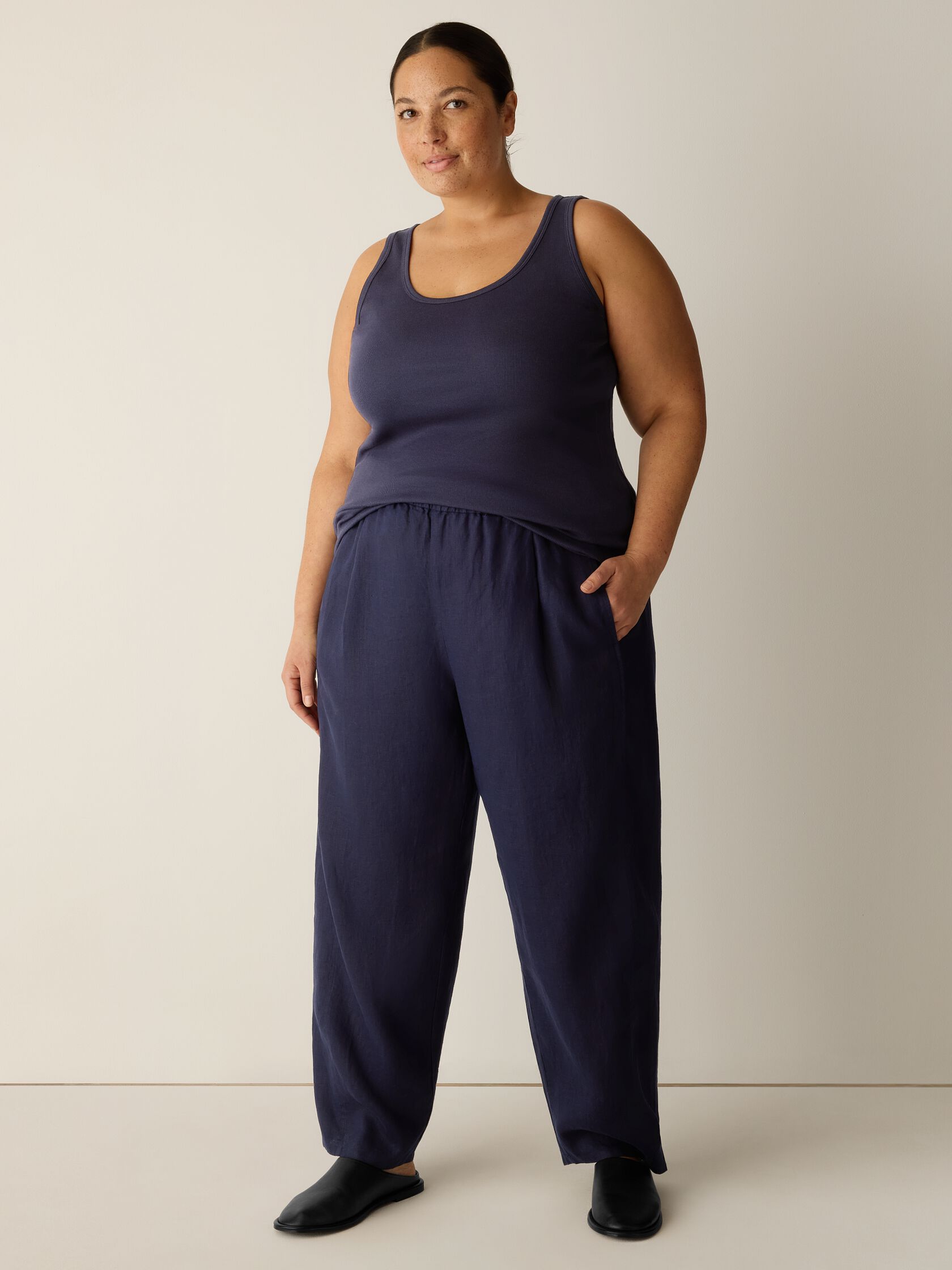 Organic Linen Pleated Lantern Pant