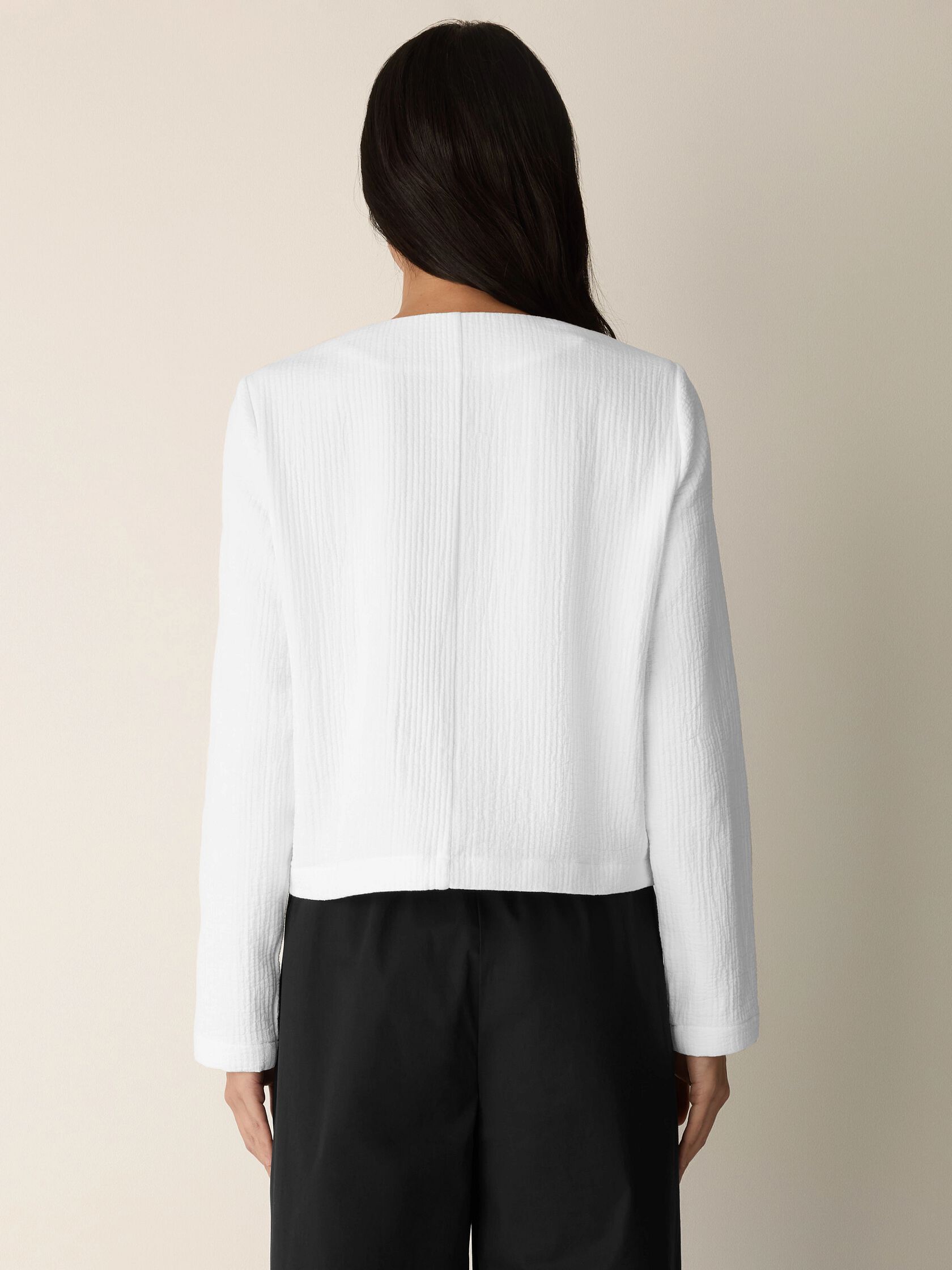 Organic Cotton Jacquard Round Neck Jacket