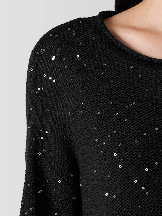Merino Sequin Jewel Neck Top