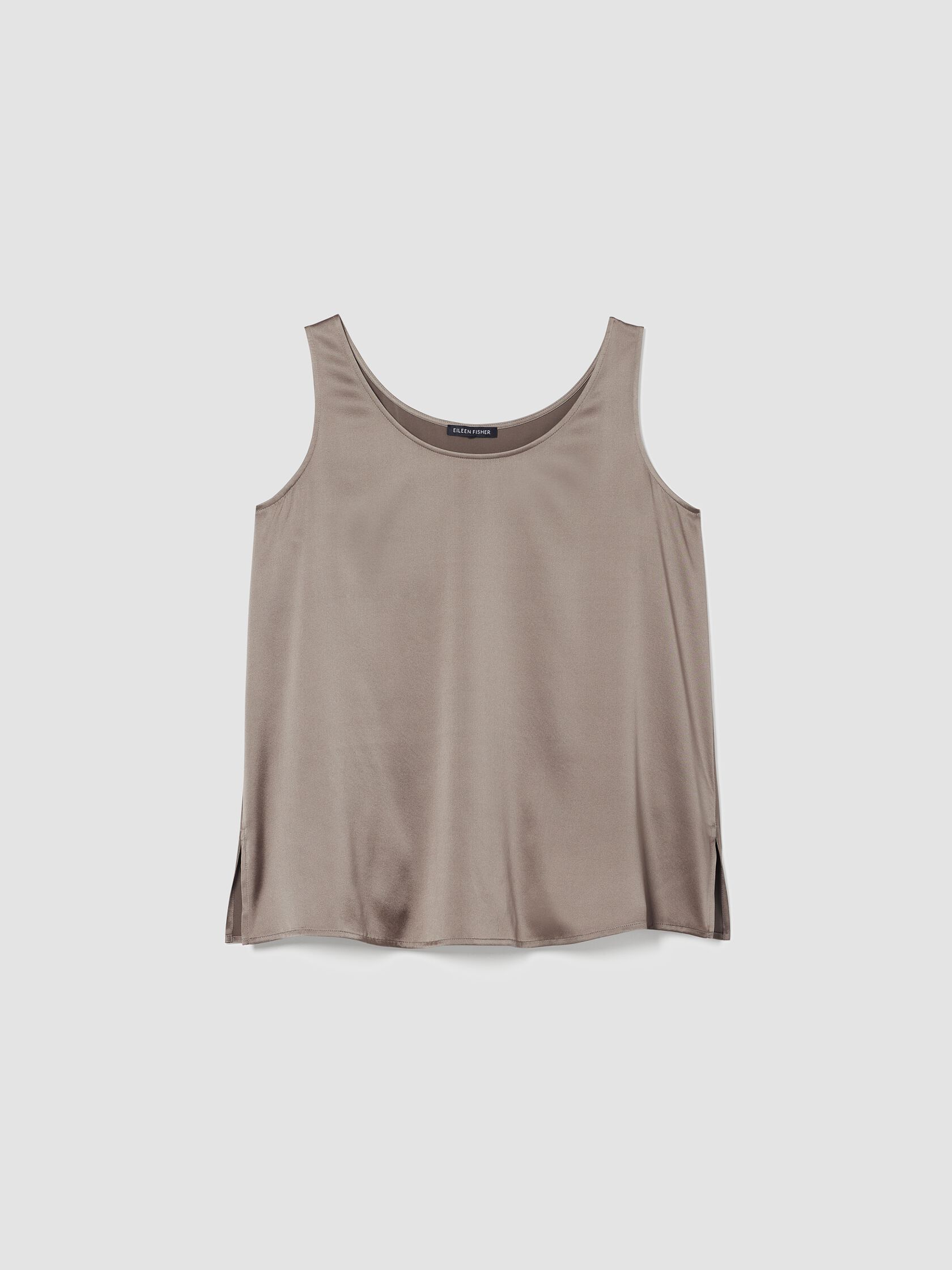 Stretch Silk Charmeuse Scoop Neck Tank